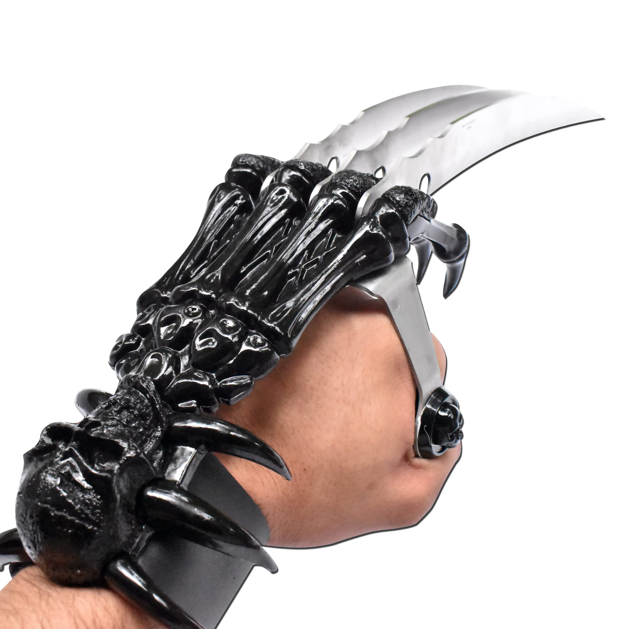 Snake Eye Tactical Skull & Bones Gauntlet Style Hand Claw - Limited Edition Combat Gloves for Cosplay, Halloween Costume & Airsoft Games