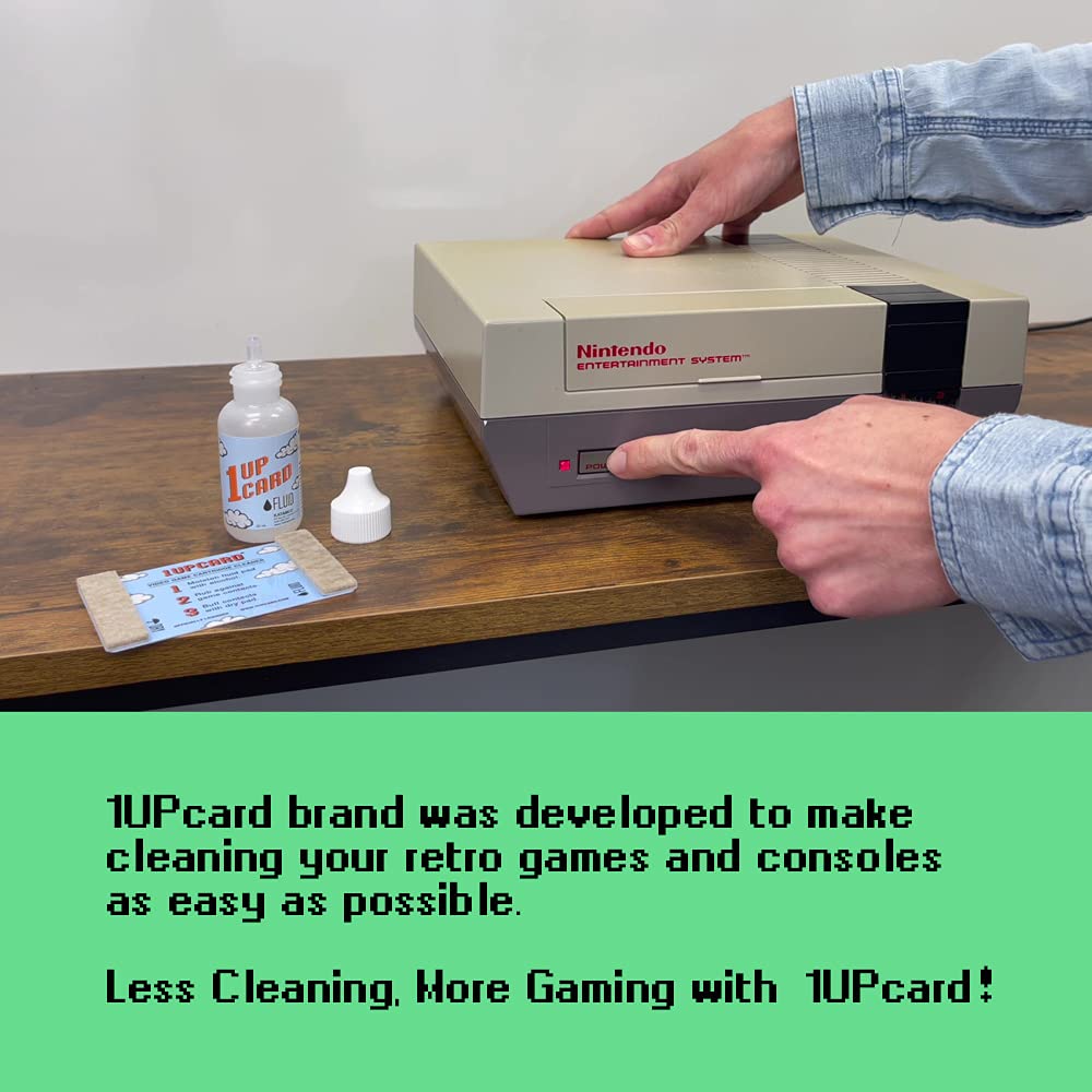 1UPcard Video Game Cartridge Cleaning Kit - 3 Pack with Cleaning Solution | Works with Nintendo, Super NES, Sega Genesis, N64, Gameboy, Atari & More | Restore Old Game Cartridges for Smooth Gaming Experience