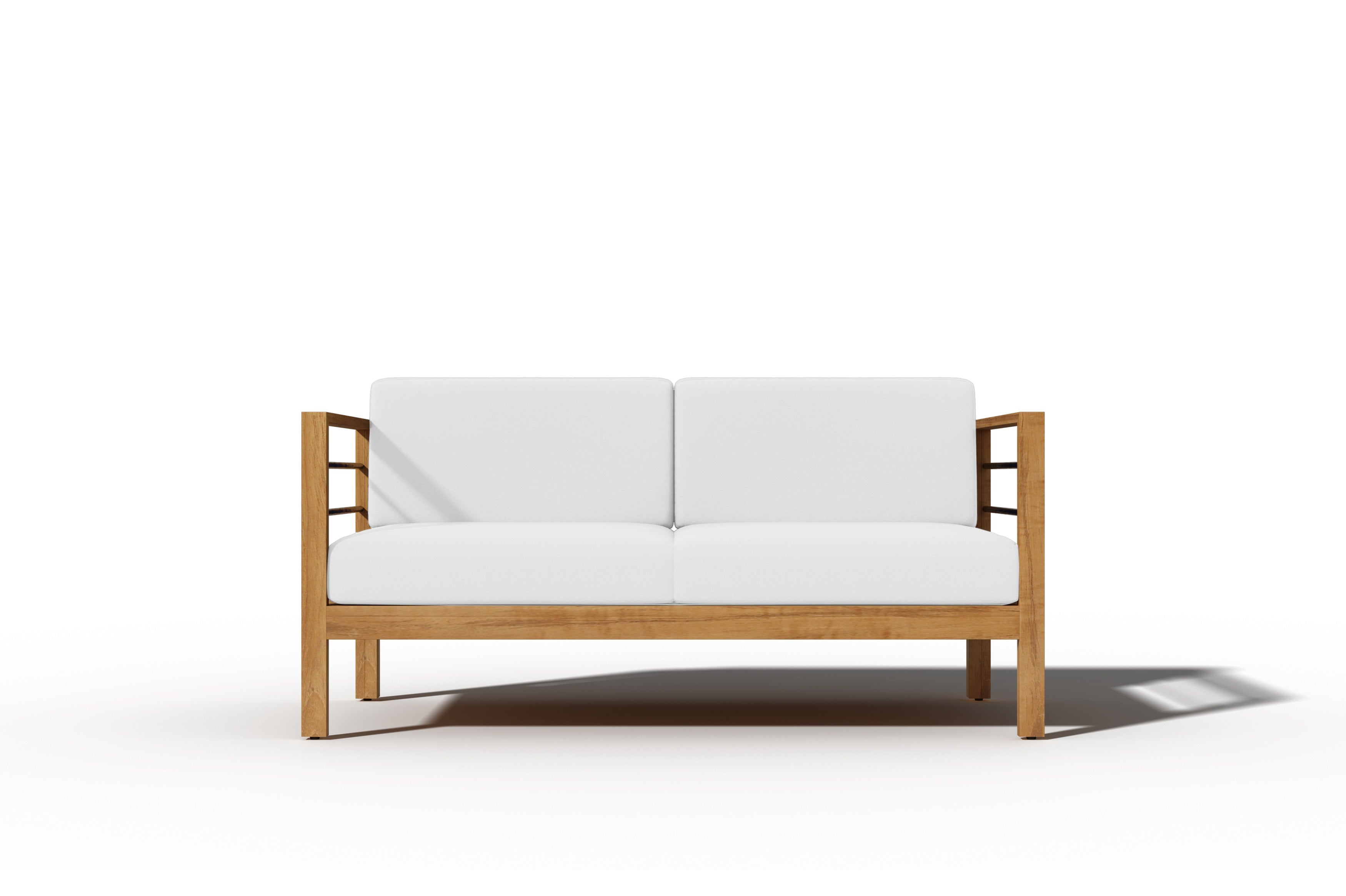 Leon 3-Person Teak Outdoor Sofa with Sunbrella White Cushion - Patio Furniture for Garden, Poolside & Backyard Relaxation
