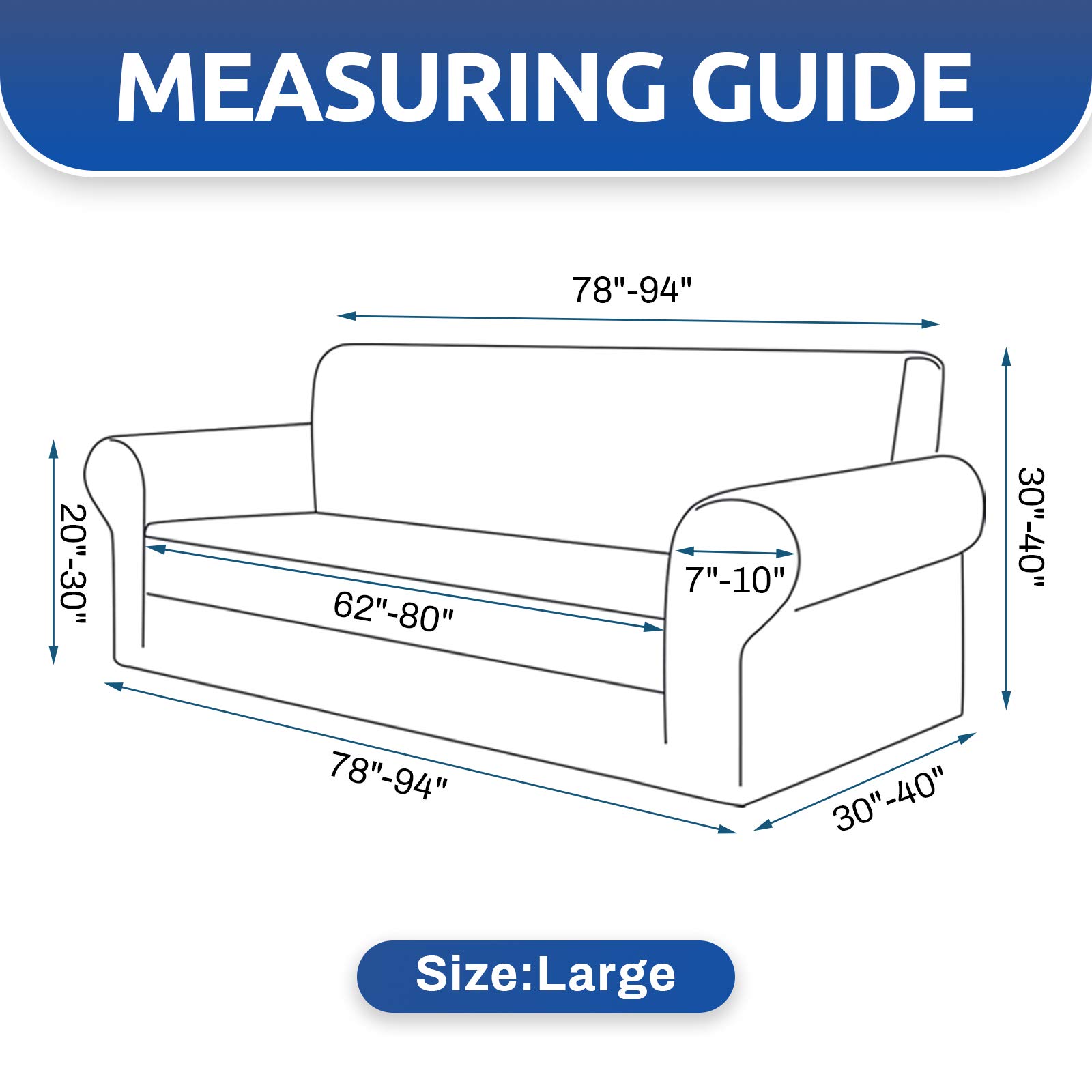 KEKUOU Stretch Sofa Cover Slipcover - 3 Cushion Couch Cover for 79