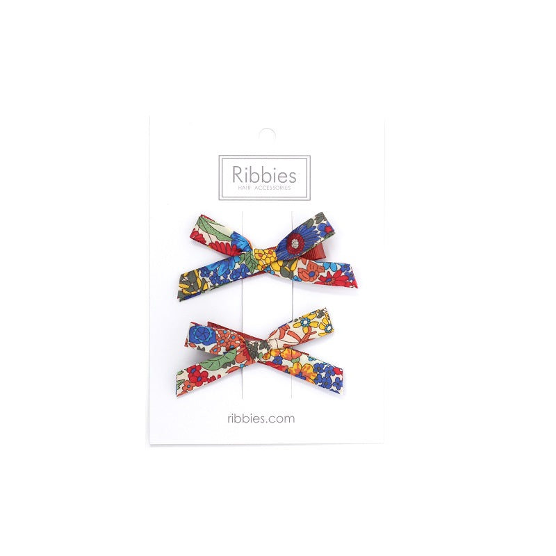 Liberty of London Schoolgirl Bows - Margaret Annie Rust Floral Hair Accessories for Girls | Perfect for School, Parties & Special Occasions
