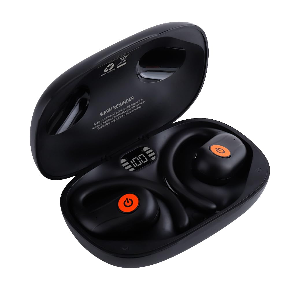 SIVGA SO1 Open Ear Bluetooth 5.3 Wireless Earbuds - Sport Running Cycling Workout Headphones with Digital Display Charging Case (Black) | Perfect for Gym, Outdoor Activities & Office Use