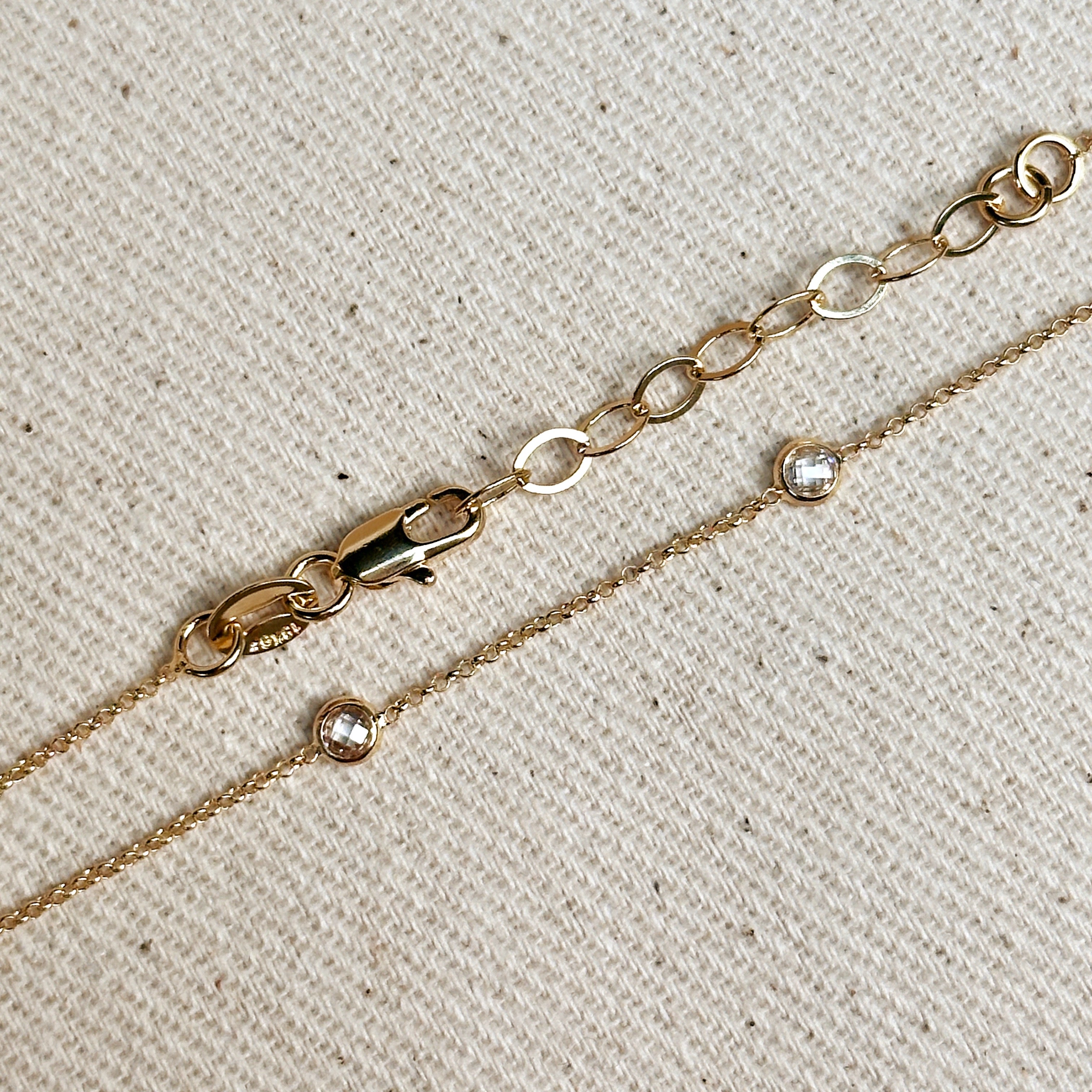 18K Gold Filled CZ Bezel Belly Chain - Elegant Body Jewelry for Women, Belly Button Ring for Summer Outfits, Beach Wear and Festival Fashion Accessories