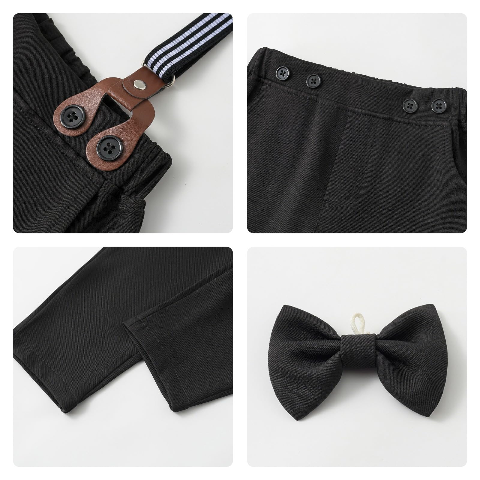 Volunboy Baby Boy Suit 3-Piece Formal Outfit - Toddler Gentleman Clothes with Long Sleeve Shirt & Pants Set for Weddings, Parties & Special Occasions