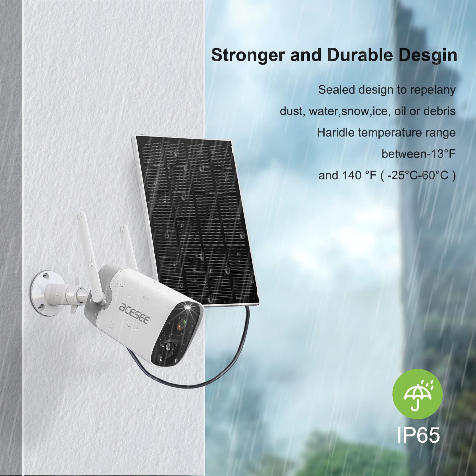 Acesee Wireless Outdoor Security Camera - Rechargeable Battery Powered WiFi IP Camera with Motion Detection, Spotlight, 2-Way Audio & Waterproof (Cloud/SD Storage) - Ideal for Home Surveillance, Backyard Monitoring & Property Security