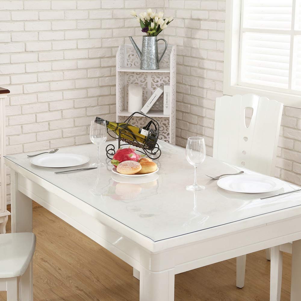 **NECAUX 20 Inch Round Clear Plastic Table Cover Protector – 2mm Thick, Unshrinkable, Waterproof & Scratch-Resistant – Perfect for Coffee Tables, Dining Tables & Living Room Furniture**    *(Ideal for Home, Office, Restaurants & Outdoor Use – Protects Against Spills, Heat & Scratches)*