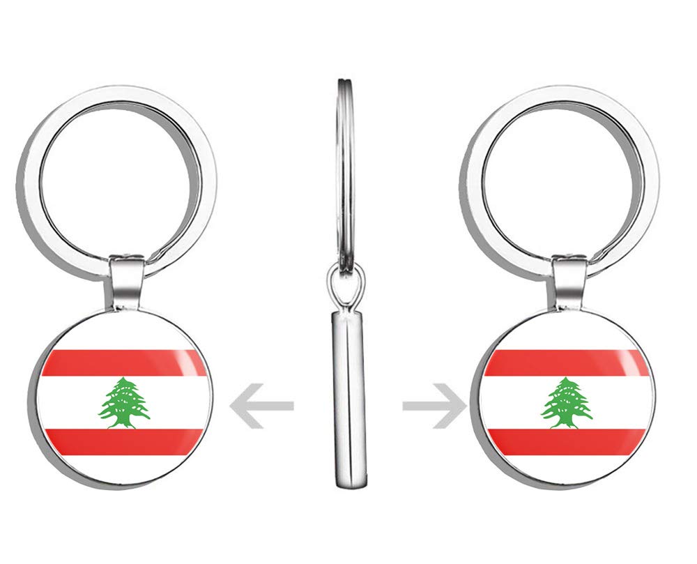 Double Sided Lebanon Flag Stainless Steel Keychain - Durable Key Ring Holder with Carabiner Clip for Keys, Backpacks & Travel Accessories | Perfect Gift for Lebanese Pride & Patriotism