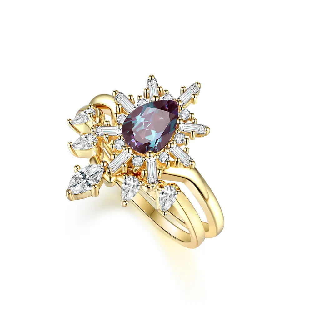 Alice Ring Set with Genuine Alexandrite Gemstone – Elegant Jewelry for Women, Perfect for Weddings, Anniversaries & Special Occasions