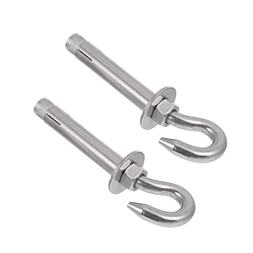 GANAZONO 2 Pack Heavy Duty Stainless Steel Hammock Hooks - Rustproof Swing Hanging Hooks for Porch, Patio, Garden & Outdoor Use - Open Cup Design Expansion Hooks for Chair Swings and Hammocks