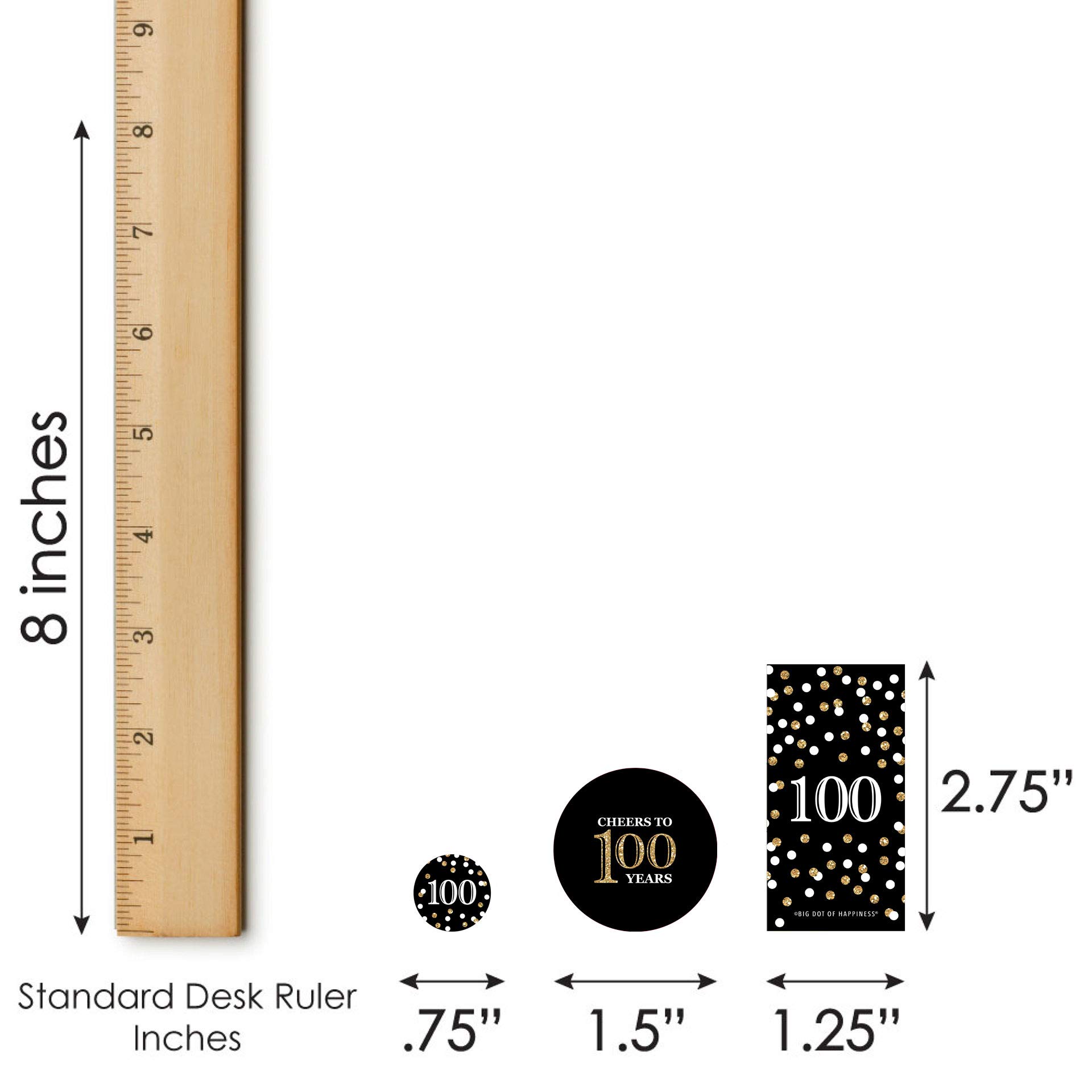 Big Dot of Happiness Adult 100th Birthday Gold Mini Candy Bar Wrappers & Circle Stickers - 304 Piece Birthday Party Favor Kit for Milestone Celebrations, Candy Buffets & Gift Wrapping