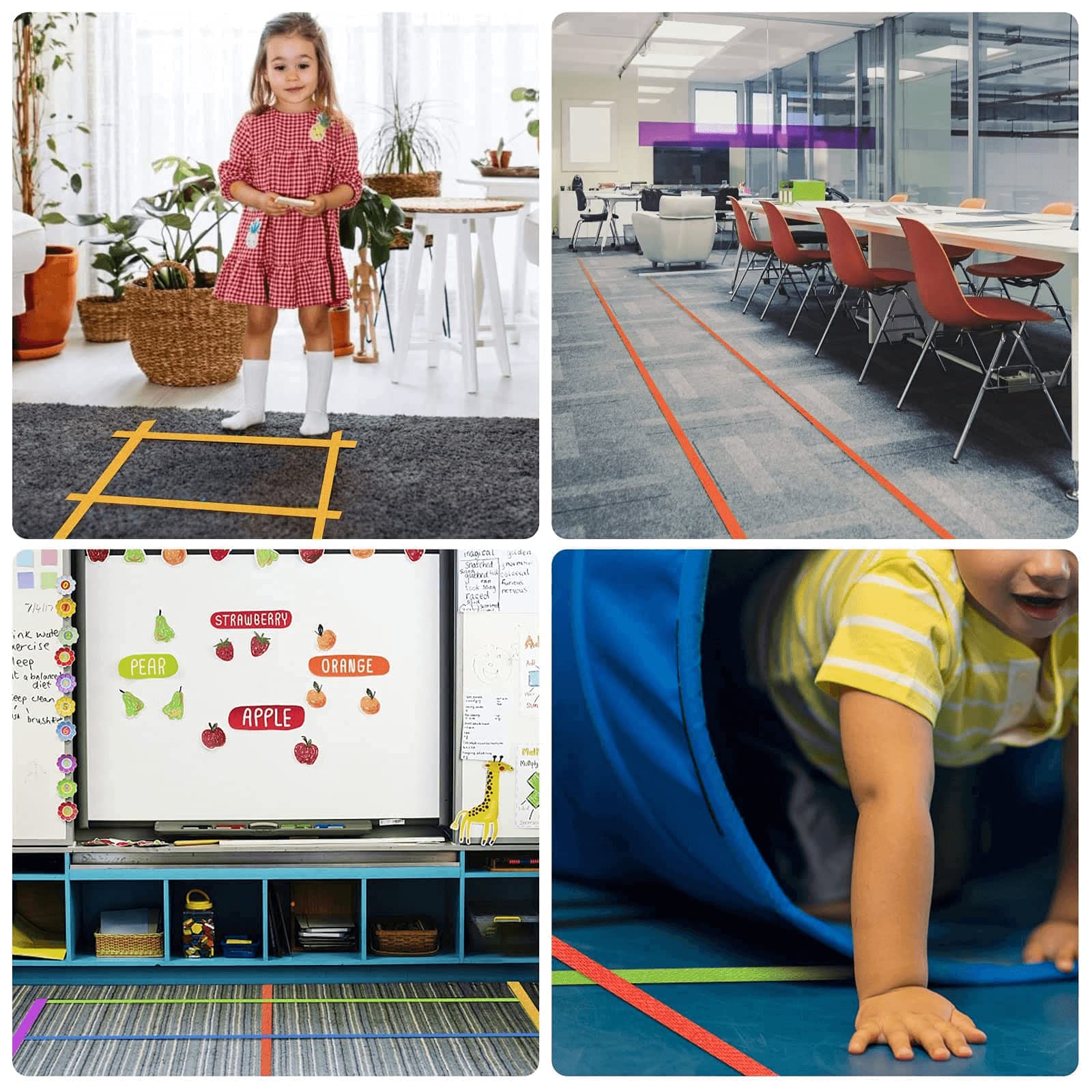 6 Rolls 100 Feet Mckanti Nylon Carpet Marker Strips for Classroom - Durable Floor Spots for Teachers, Student Line Up & Social Distancing - Perfect for School Hallways, Daycares & Play Areas