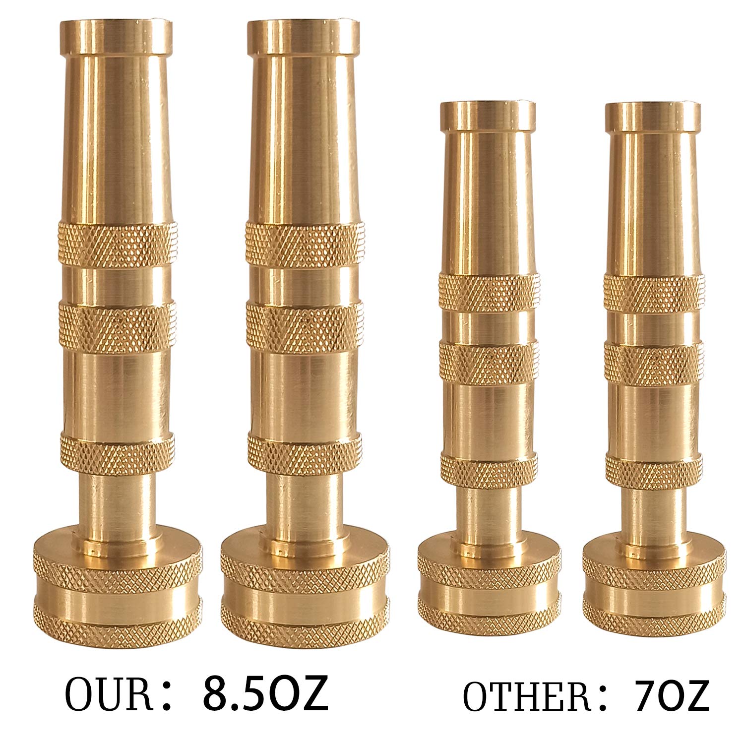Heavy-Duty Brass Hose Nozzle 2 Pack - Adjustable Twist Spray for Garden & Car Wash