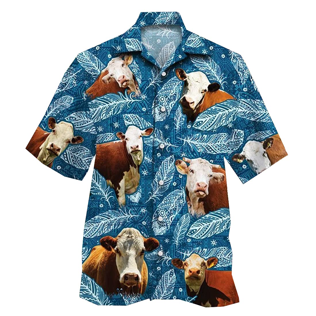 Stylish Cattle Hawaiian Shirts for Men & Women - Animal Print Short Sleeve Button Down Shirt Set 205 | Perfect for Beach Vacations, Summer Parties & Tropical Getaways