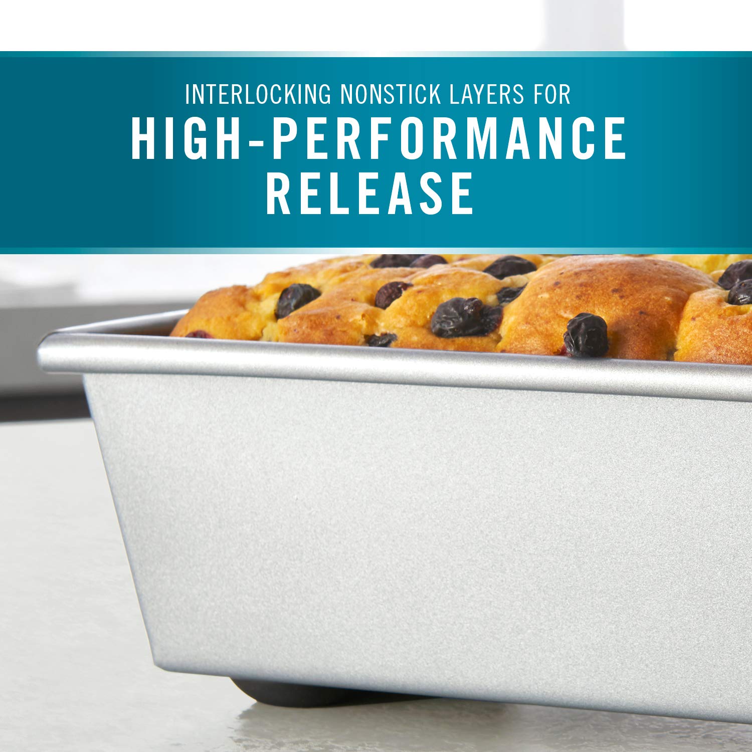 Calphalon Nonstick Bakeware Set - 6-Piece Baking Kit with Cookie Sheet, Cake Pan, Brownie Pan, Loaf Pan & Muffin Tray | Dishwasher Safe & Oven Safe Silver Bakeware | Perfect for Cookies, Cakes, Brownies, Bread & Muffins