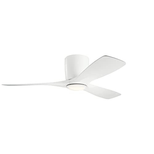 Kichler 300032MWH Volos 48 Inch Modern Ceiling Fan with LED Light Kit & Wall Control - Matte White Finish - Perfect for Living Room, Bedroom or Patio