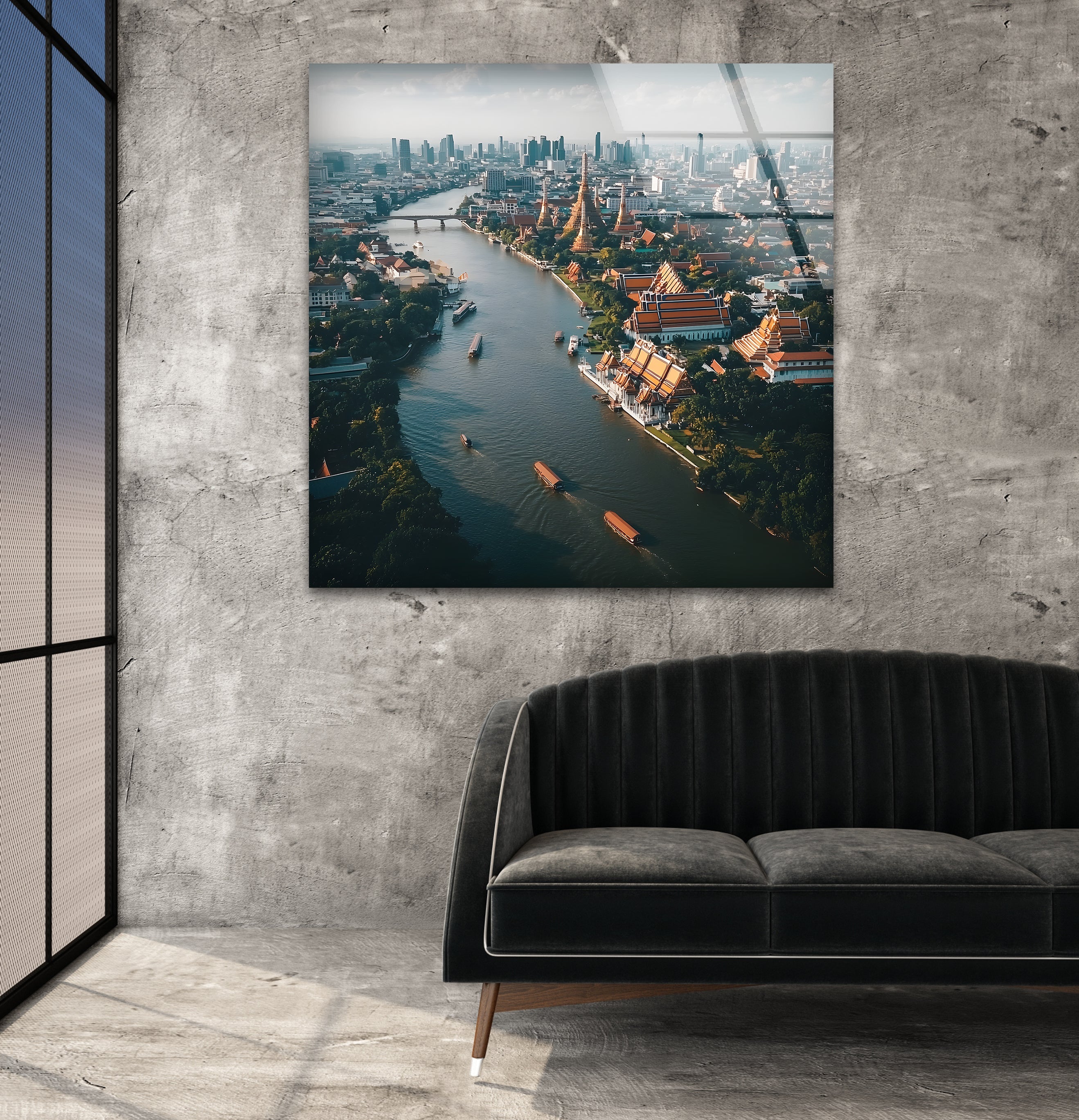 Bangkok Landscape Glass Wall Art - Stunning Thai Cityscape Decor for Living Room, Bedroom & Office - Perfect Modern Home & Office Wall Decor
