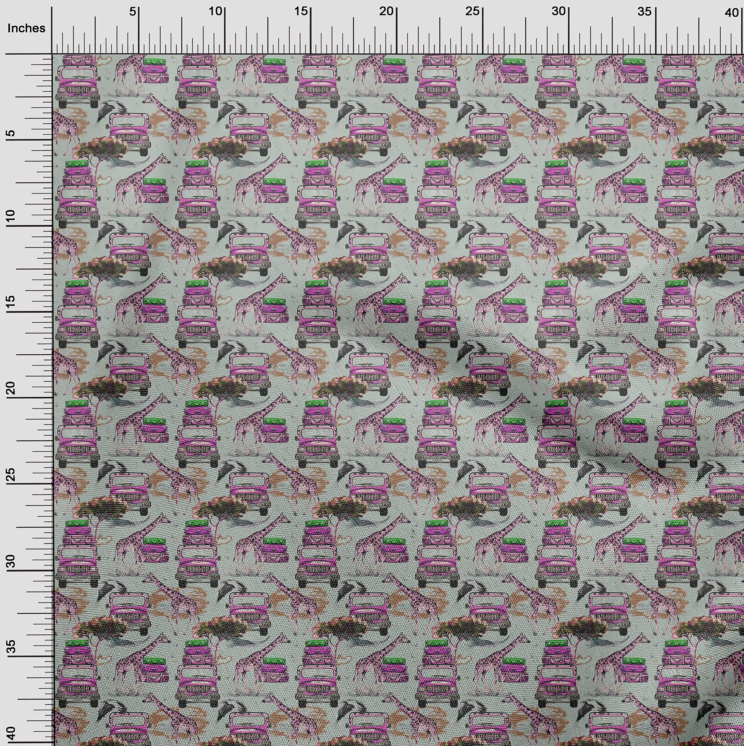 oneOone Viscose Chiffon Fabric - Dusty Gray Kids Safari Print - 42 Inch Wide Quilting & Sewing Material by The Yard - Perfect for DIY Dresses, Curtains, and Home Decor Projects