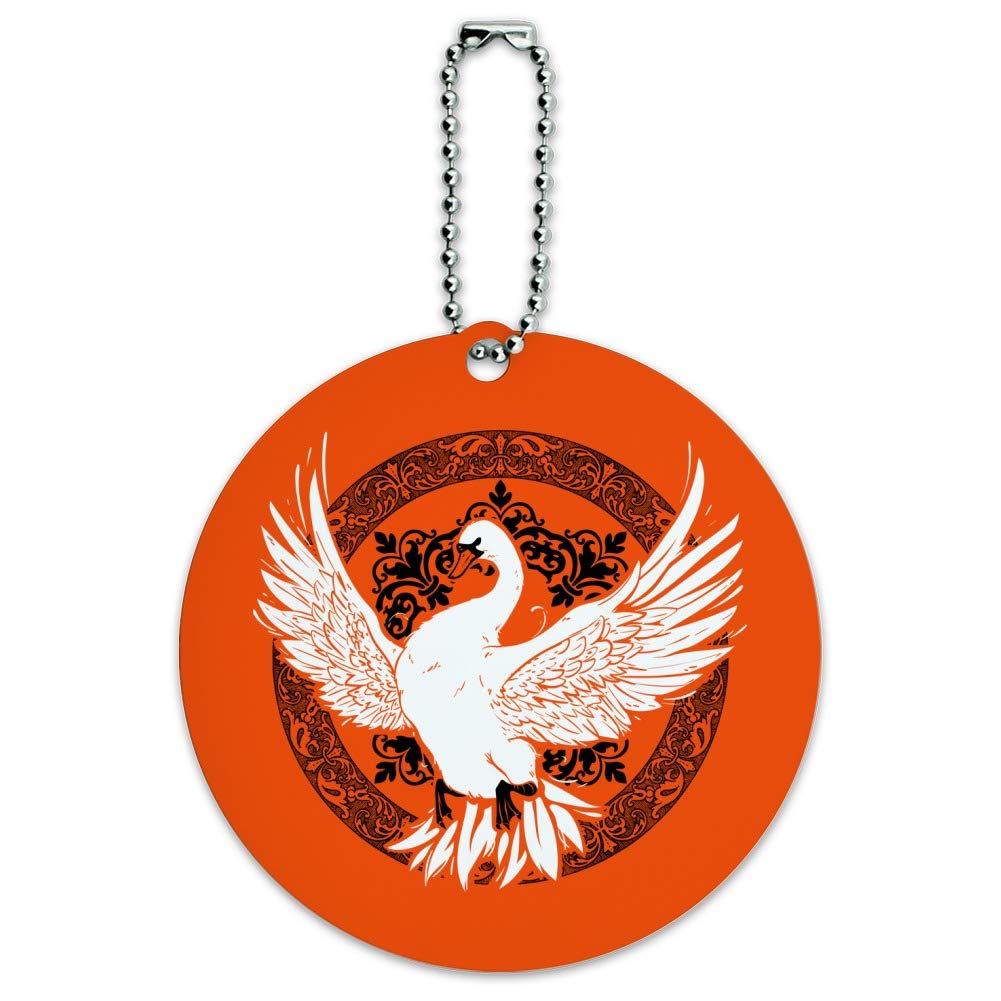 Elegant Swan Floral Circle Luggage ID Tag - Durable Suitcase & Carry-On Name Card for Travel Accessories - Perfect for Airports, Business Trips & Vacation Identification