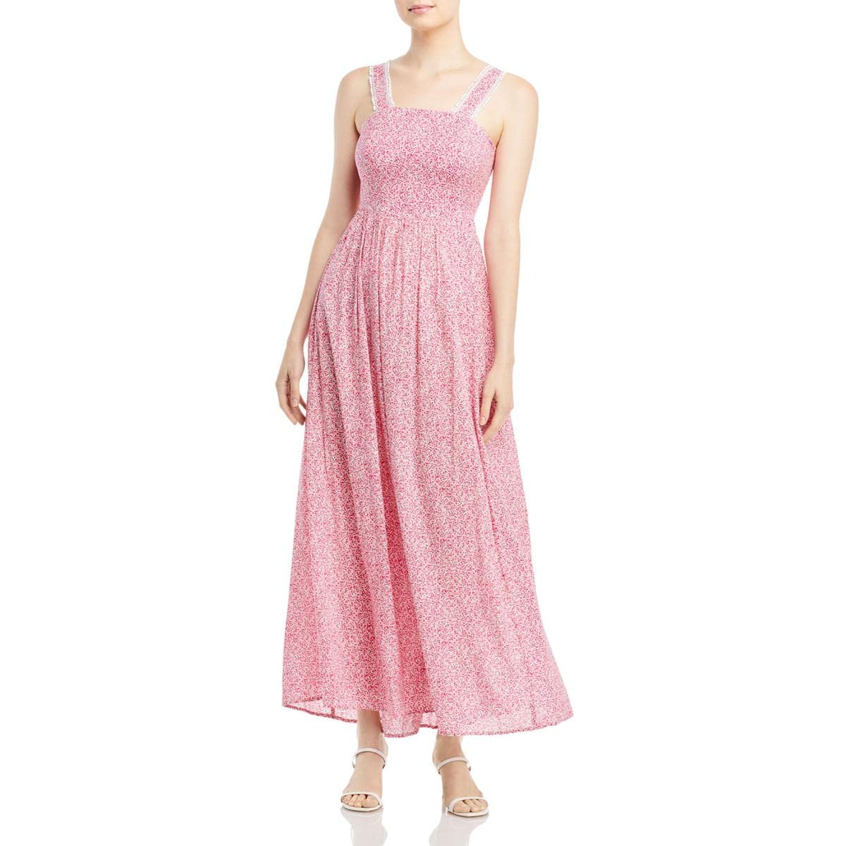 1.STATE Women's Riviera Sleeveless Long Maxi Dress - Flowy Summer Beach Dress in Pink, Size L | Perfect for Vacations, Weddings & Outdoor Parties