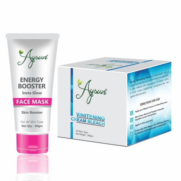Aysun Energy Booster Face Mask & Skin Whitening Cream Combo Pack (2 x 280g) - Brightening Treatment for Glowing Skin | Perfect for Daily Skincare Routine & Special Occasion Prep
