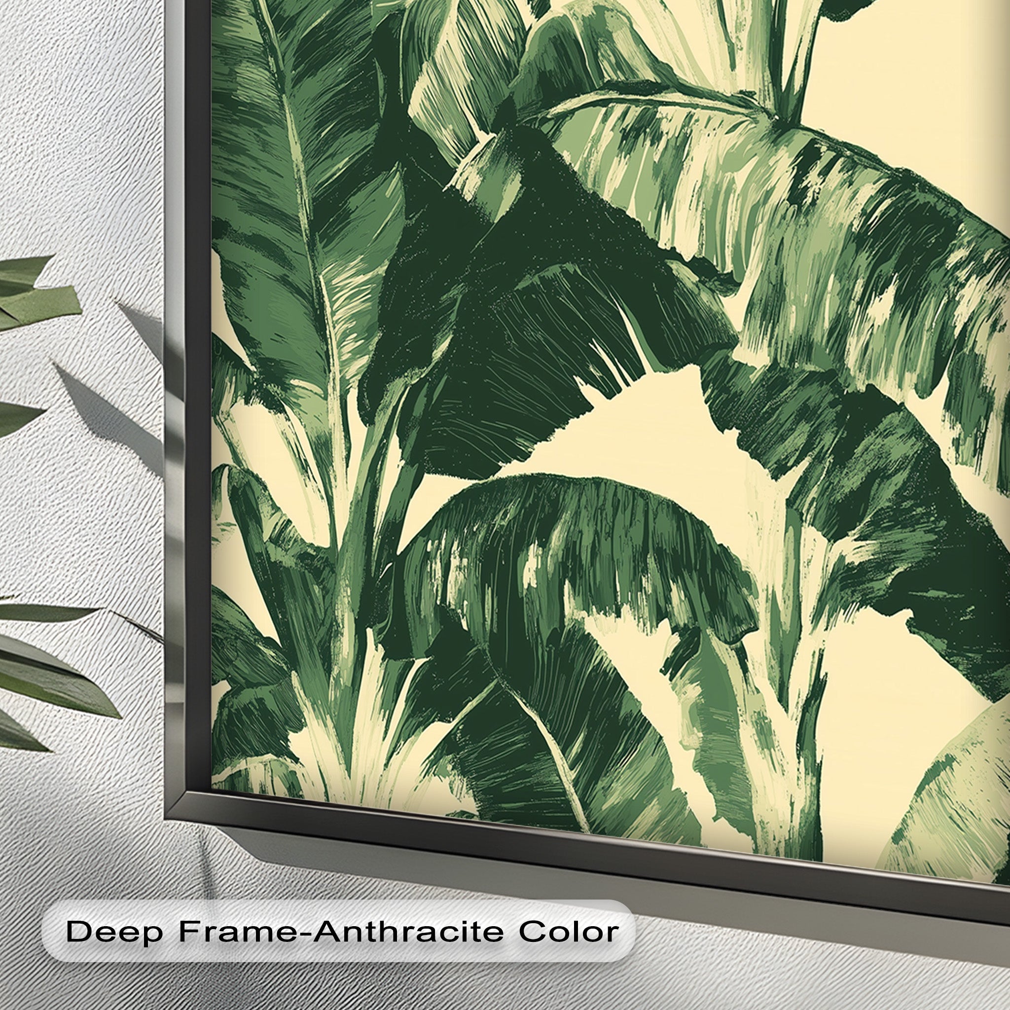 Banana Leaf Botanical Art - Framed Oil Painting for Home & Office Decor | Tropical Nature Wall Art | Perfect for Living Room, Bedroom, or Office