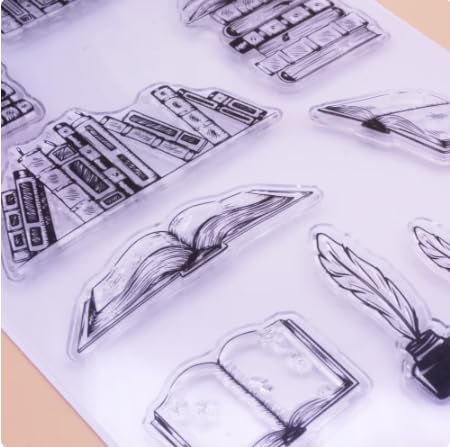 Alinacutle Book Craft Clear Stamps - School Books Stamps Set for Scrapbooking, Card Making & Paper Art - Premium Silicone Stamps for DIY Projects, Journaling & Gift Wrapping