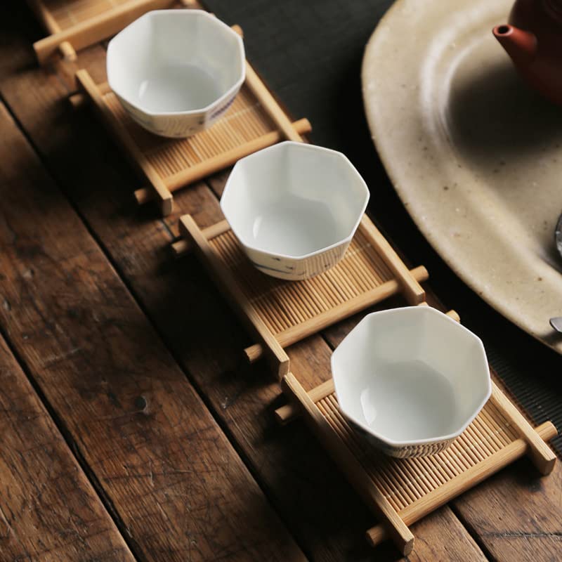 AKOAK 2-Pack Handmade Bamboo Coasters for Kung Fu Tea & Coffee - Natural Wood Drink Mats for Table Protection - Perfect for Tea Ceremony, Coffee Bar & Kitchen Decor