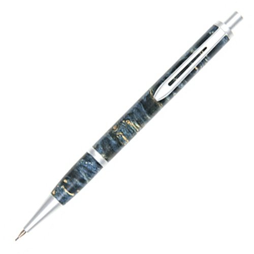 Premium Longwood Pencil - Brushed Satin Finish - Blue Box Elder Wood - Perfect for Writing, Sketching & Office Gifts