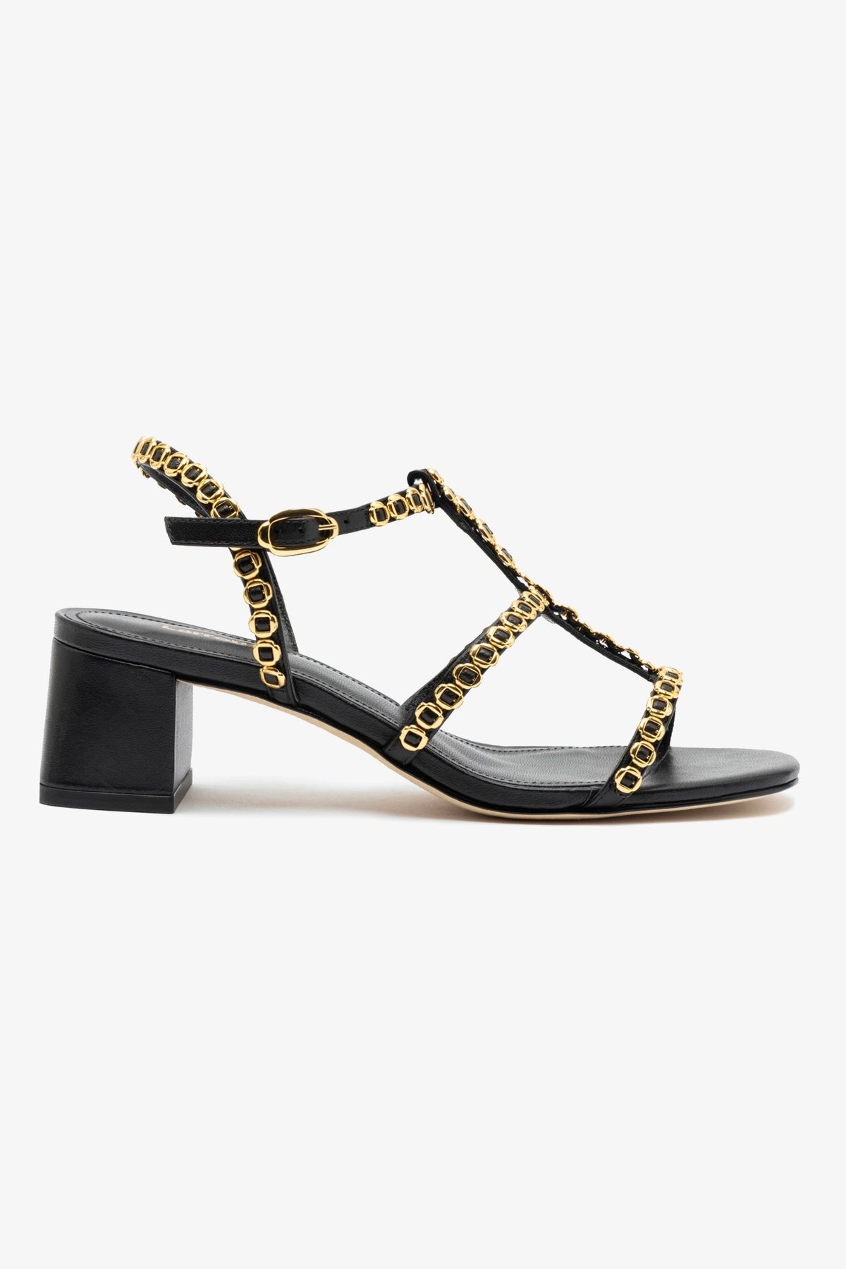 Milanina Black Leather Block Sandal - Comfortable Women's Chunky Heel Sandals for Summer, Beach, and Casual Outings