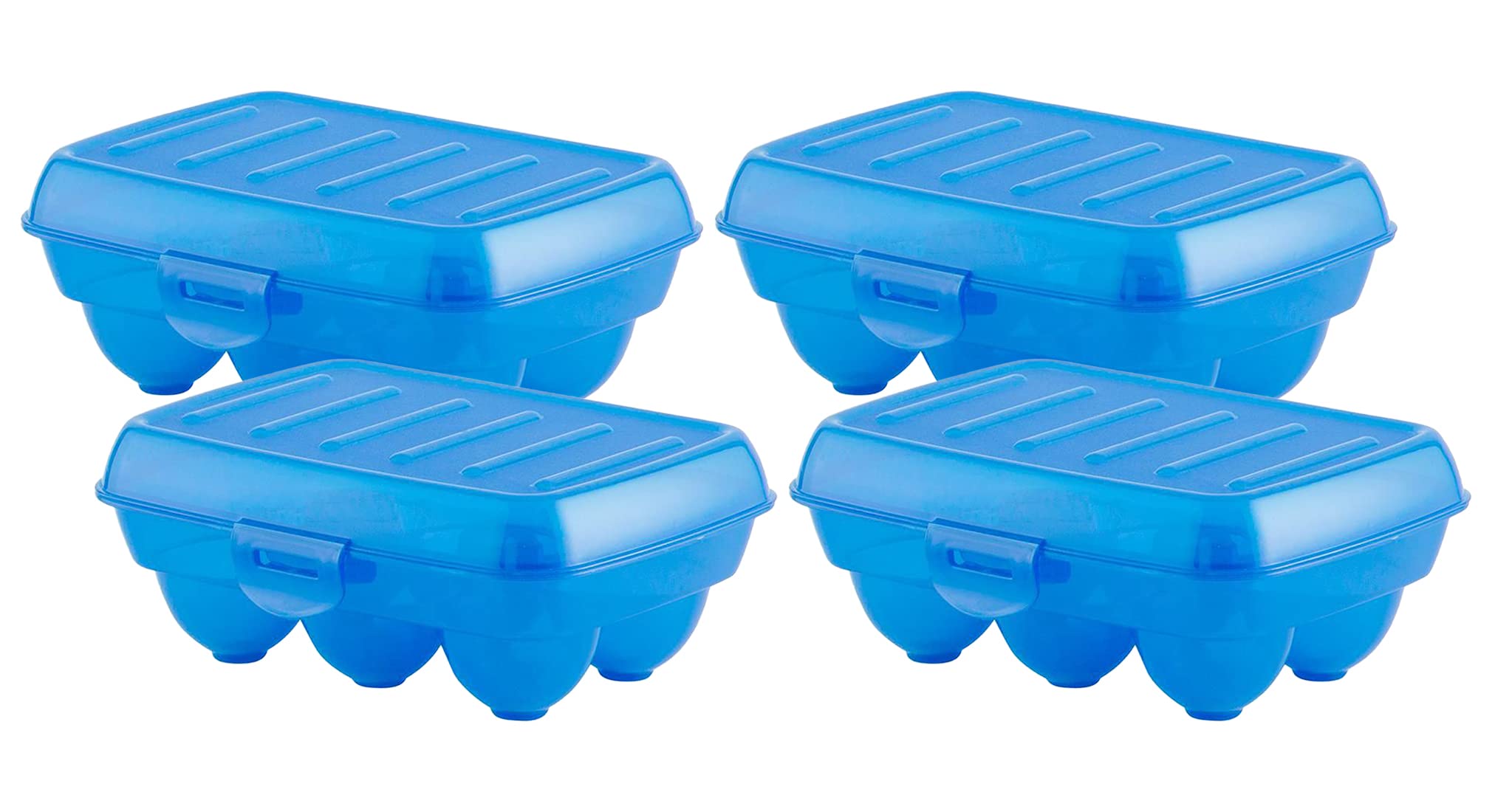 Kuber Industries 6-Slot Plastic Egg Holder Tray for Refrigerator & Kitchen Storage - Pack of 4 Blue (46KKM0168) - Perfect for Organizing Eggs in Fridge, Pantry, or Farm Fresh Storage