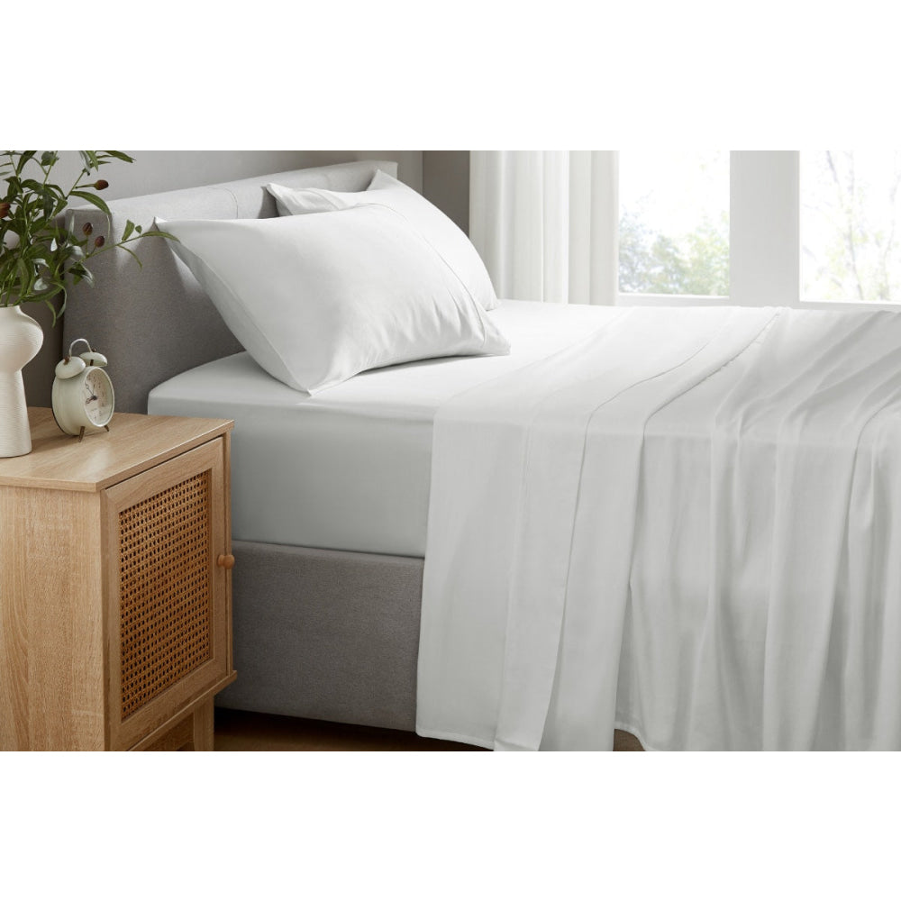 Premium 100% Australian Cotton Bed Sheet Set - Soft & Breathable White Sheets for Queen/King Size Beds - Perfect for Home, Hotel, or Airbnb Comfort