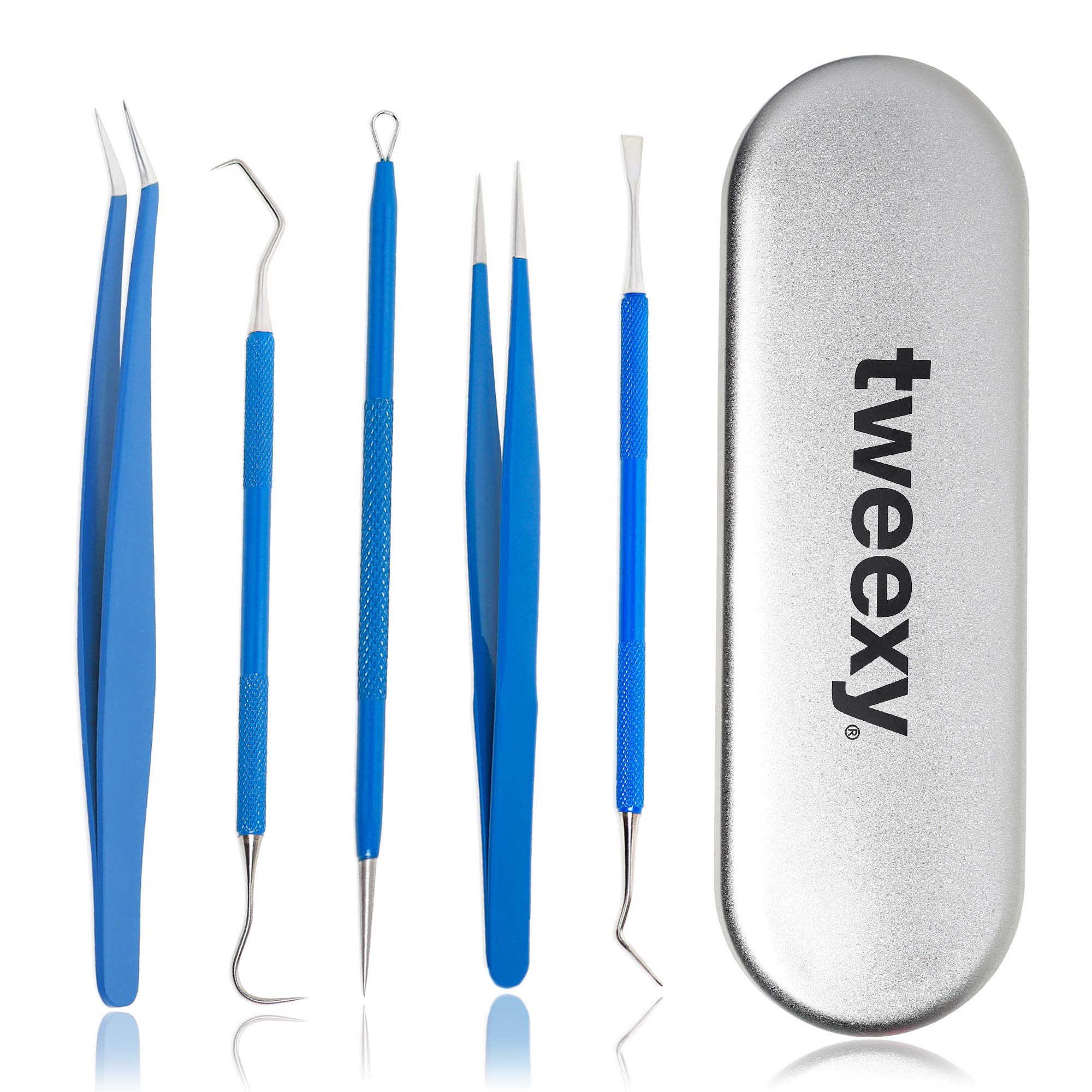 Tweexy Craft Vinyl Weeding Tool Kit with Scrap Collector Ring - Includes Case, Weeder Picks, Tweezers & Spatula for HTV Heat Transfer Vinyl & Adhesive Paper - Perfect for DIY Crafting, Scrapbooking & Vinyl Projects (Green Glow)