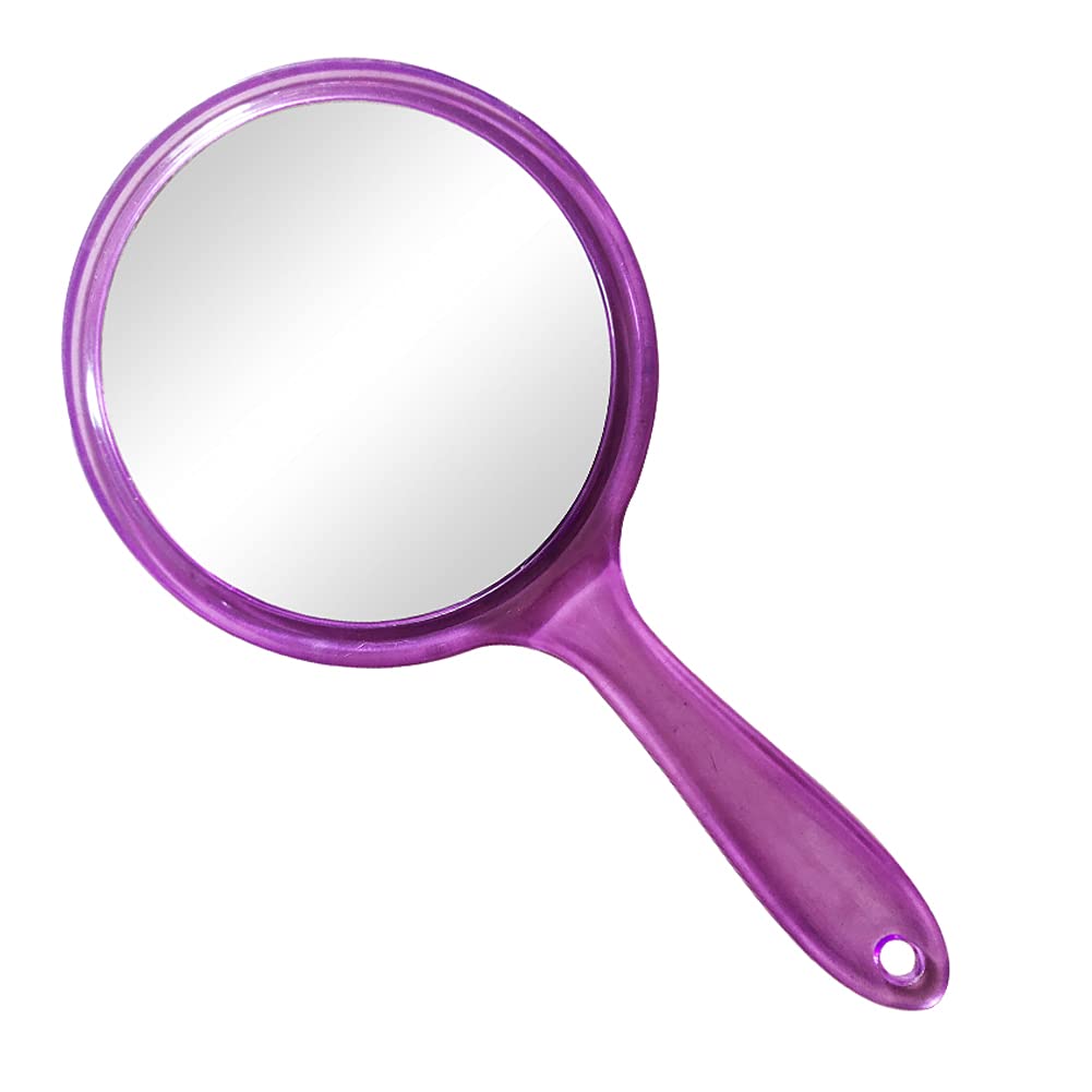 TOPYHL Double-Sided 3X 1X Magnifying Makeup Mirror - Large Travel Handheld Cosmetic Mirror with Acrylic Clear Finish, Round Purple Mirror for Makeup Application, Grooming & Travel Beauty Essentials
