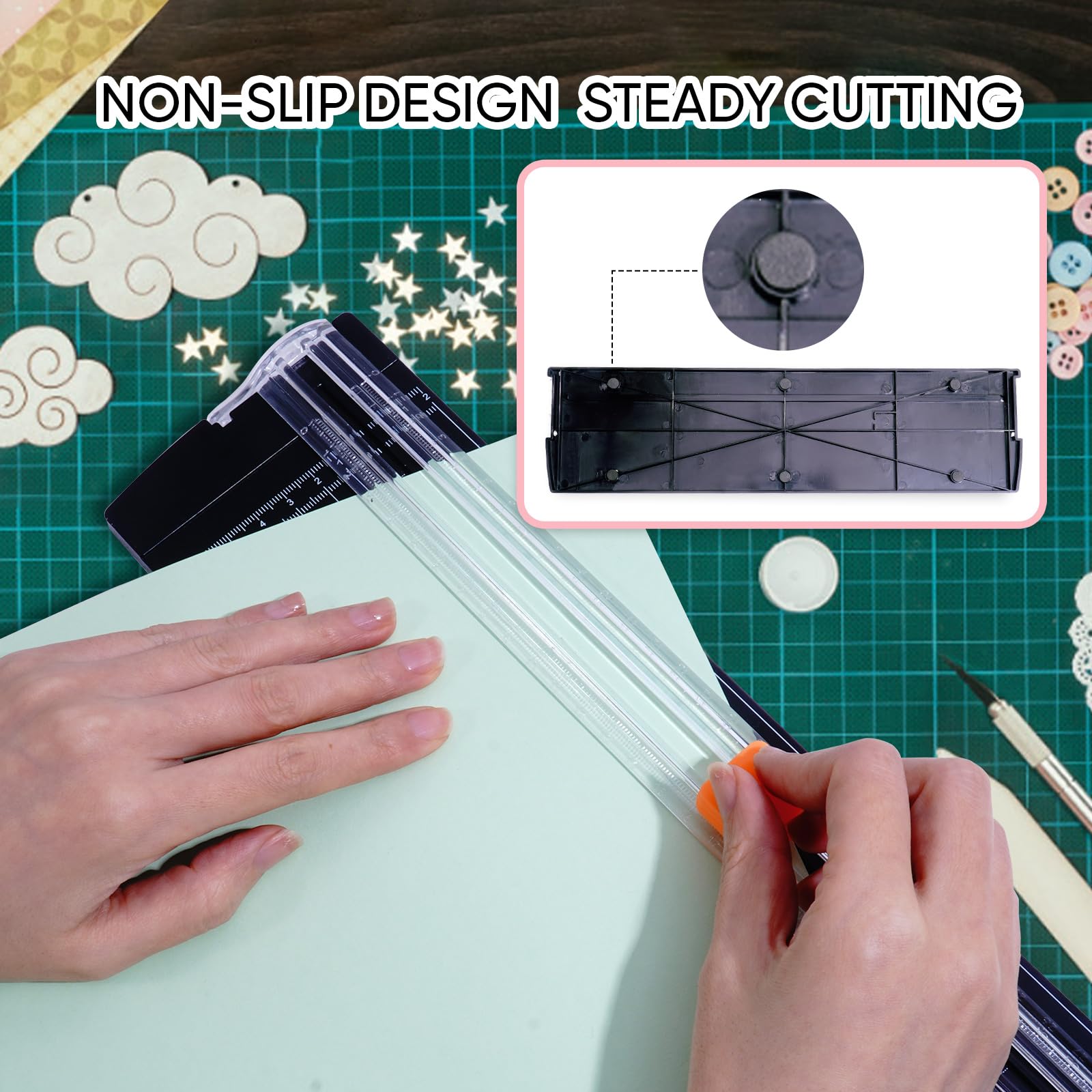 Premium Straight Paper Cutter - A4 Portable Paper Trimmer with Automatic Safety Blades for Scrapbooking, Crafting, Coupons & Labels | Perfect for Office, School & DIY Projects