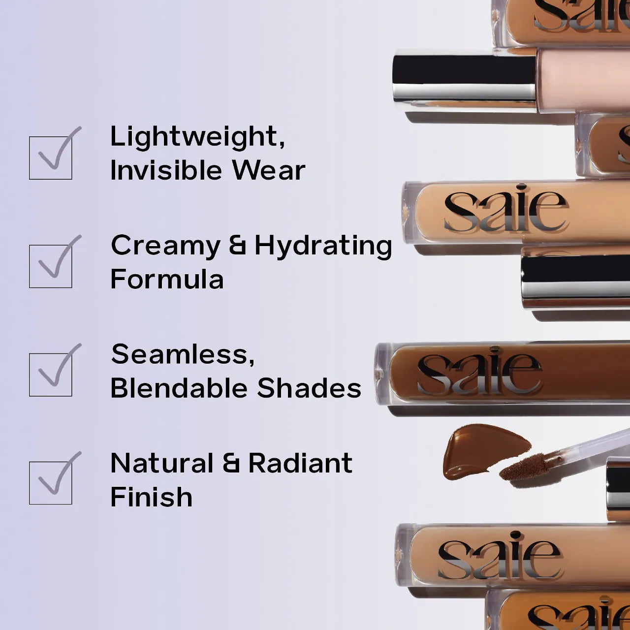 Saie Hydrabeam Hydrating & Concealing Under Eye Brightener - Lightweight, Crease-Proof Formula for Dark Circles & Puffiness (Multiple Shades, New in Box) - Perfect for Everyday Wear & Travel Makeup Essentials