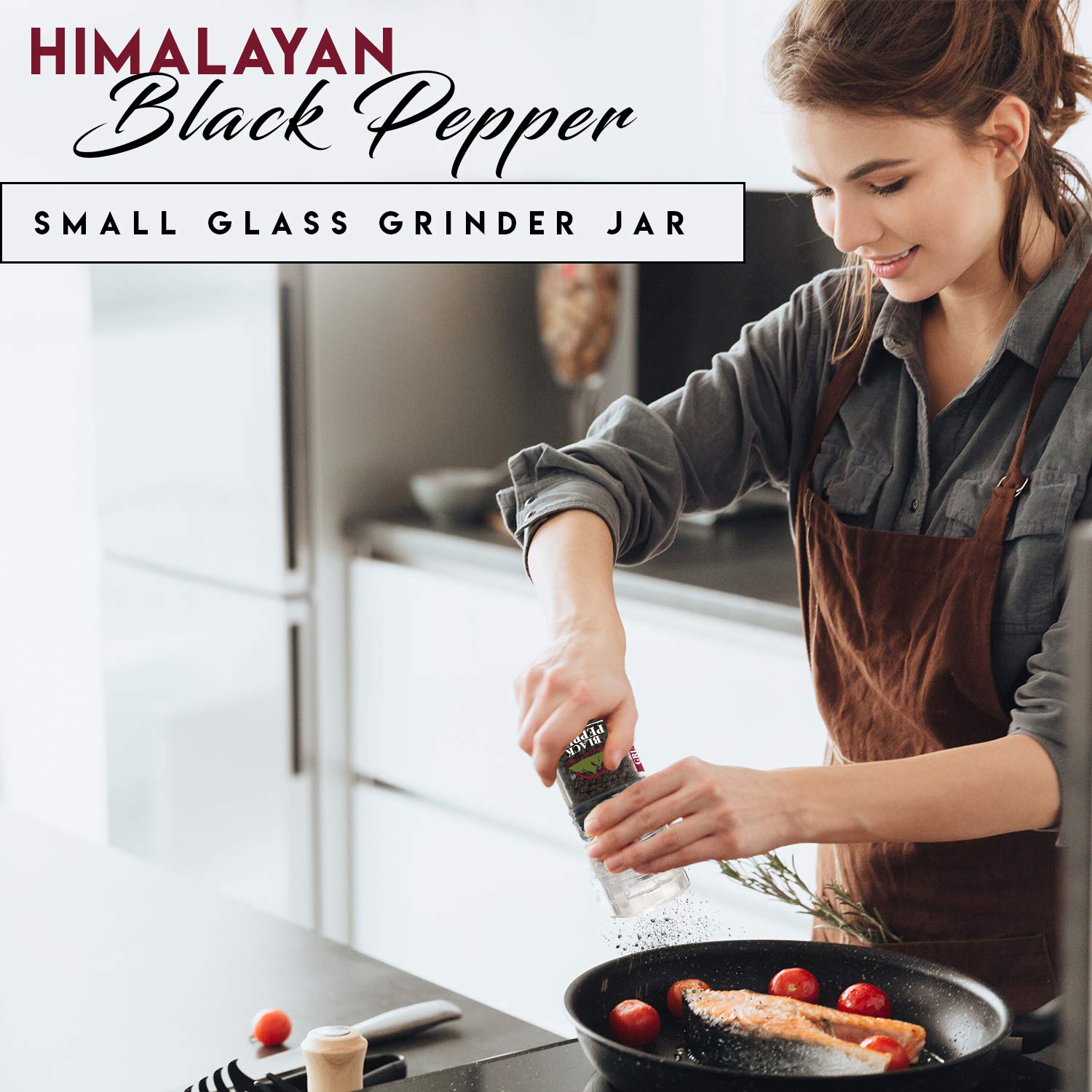 Premium Himalayan Chef Black Pepper Grinder - 1.76 oz (50g) Coarse Ground Spice for Cooking, Grilling & Seasoning - Ideal for Steak, Salad & Pasta Dishes