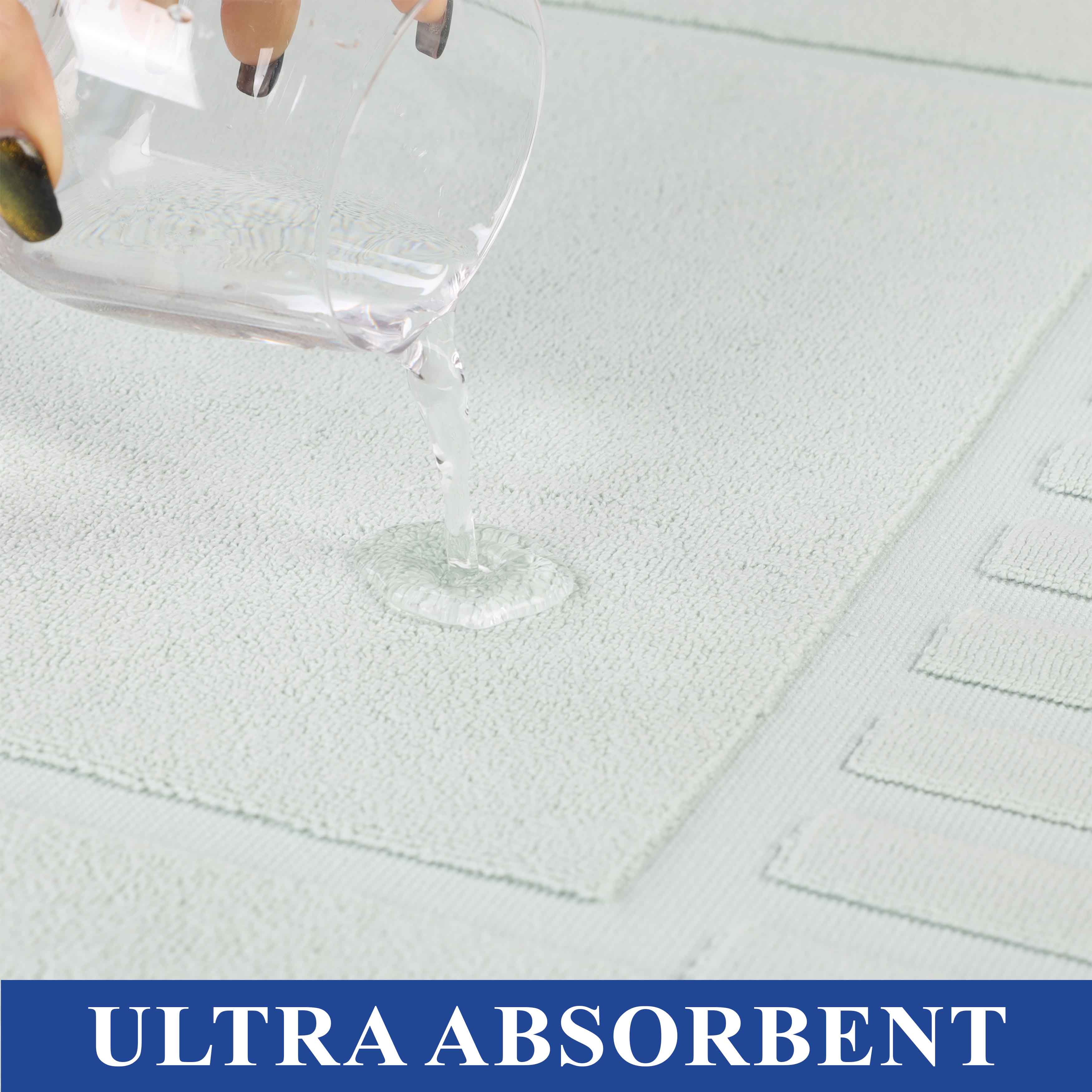Premium Cotton Modern Geometric Border Bath Mat Set of 2 - Ultra Absorbent, Non-Slip, Quick Dry Bathroom Rug for Bath, Shower & Vanity Area