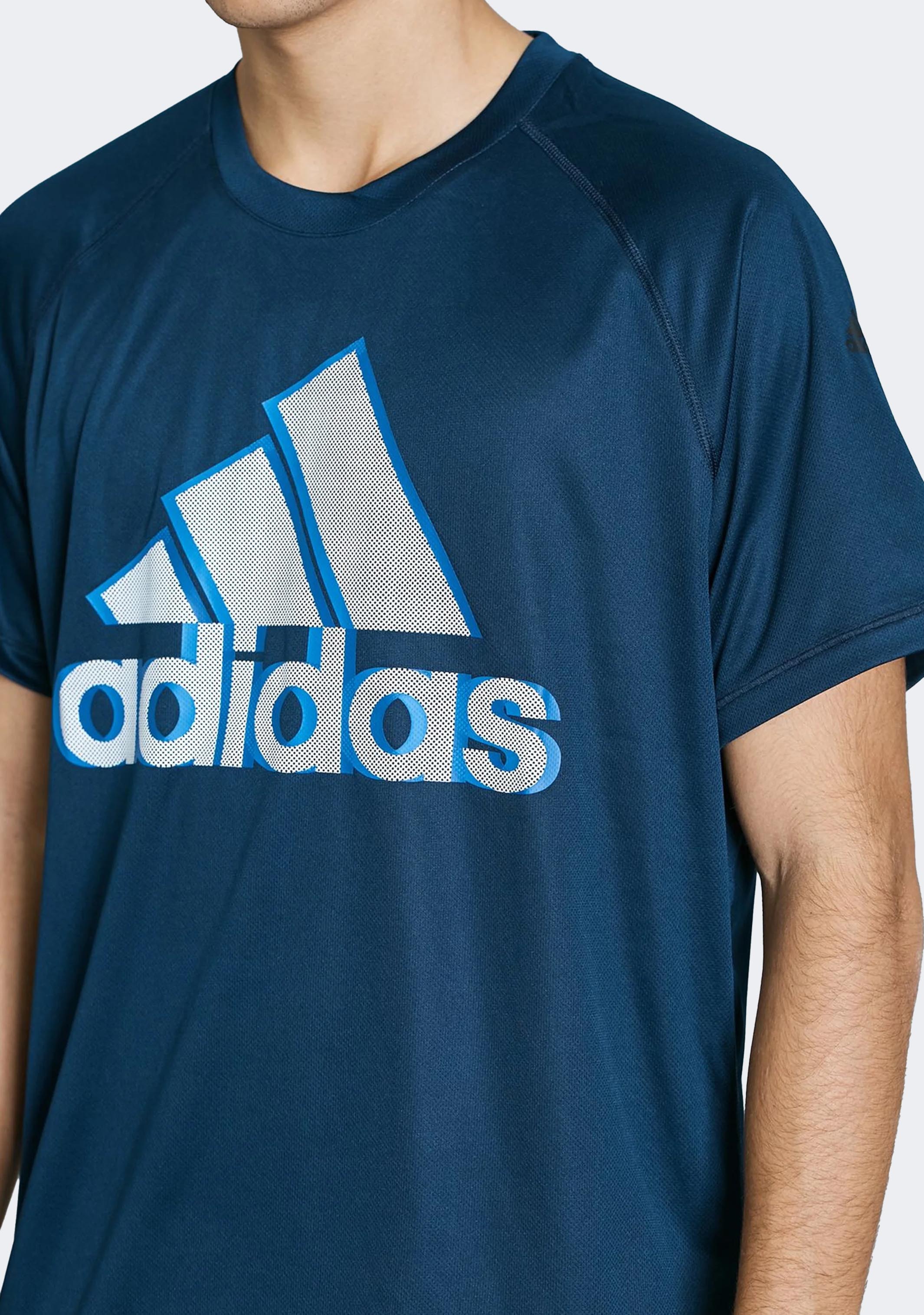 Adidas Men's Base Logo T-Shirt - Navy Blue Casual Short Sleeve Tee for Gym, Running & Everyday Wear