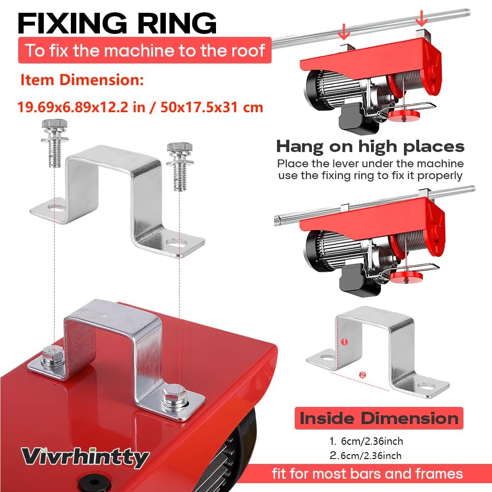 1320LBS Electric Hoist Winch with Remote Control - 110V Heavy Duty Lifting Equipment for Factory, Warehouse & Construction - Perfect for Overhead Lifting, Material Handling & Industrial Applications