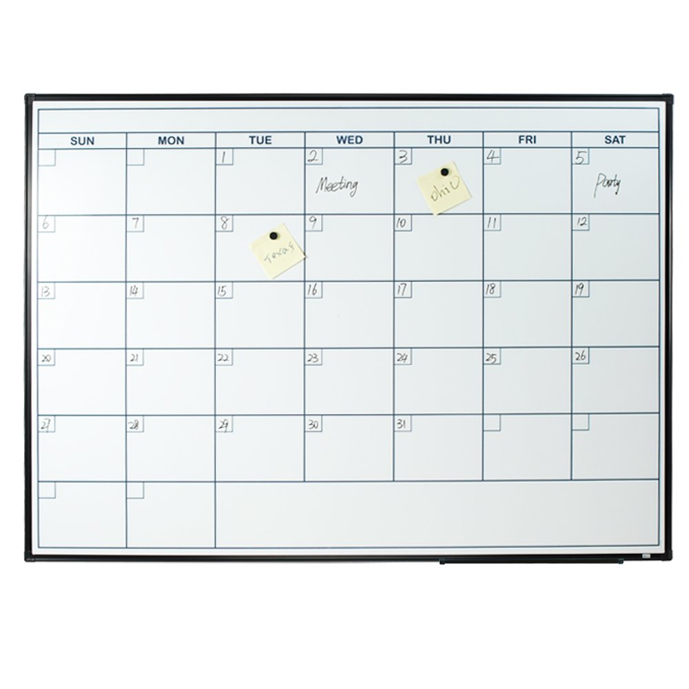 Lockways 48 x 36 Inch Magnetic Dry Erase Calendar Whiteboard - Monthly Planner with Ultra-Slim Black Aluminum Frame | Perfect for Office, Classroom & Home Organization