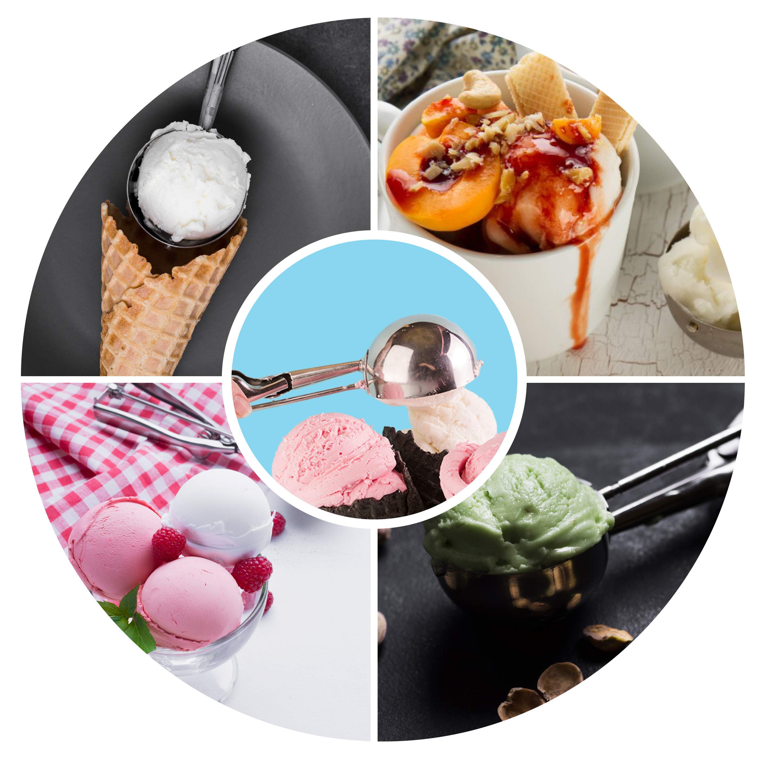 3-Piece Stainless Steel Cookie Scoop Set - Small, Medium & Large Trigger Ice Cream Scoopers for Baking, Durable & Easy Clean Ergonomic Cookie Dough Scoops - Perfect for Home Baking, Ice Cream Parlors & Dessert Shops