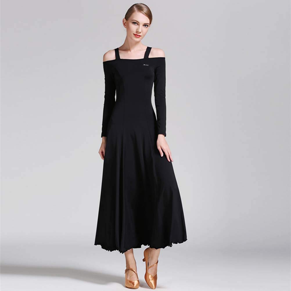 Women's Flamenco Spanish Dance Dress - Short Sleeves, Shoulder Straps, Big A Swing Design - Perfect for Ballroom, Latin, and Salsa Dancing