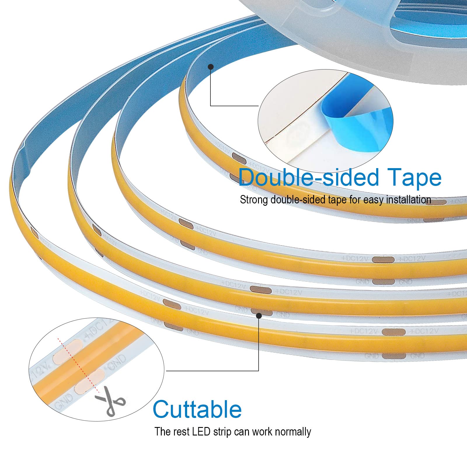 INDARUN 16.4FT COB LED Strip Lights 3000K Warm White - Dimmable 24V Smart LED Light Strip with APP Control, Works with Alexa & Google Assistant - Perfect for Bedroom Lighting, Home Decor, and Ambient Room Accent
