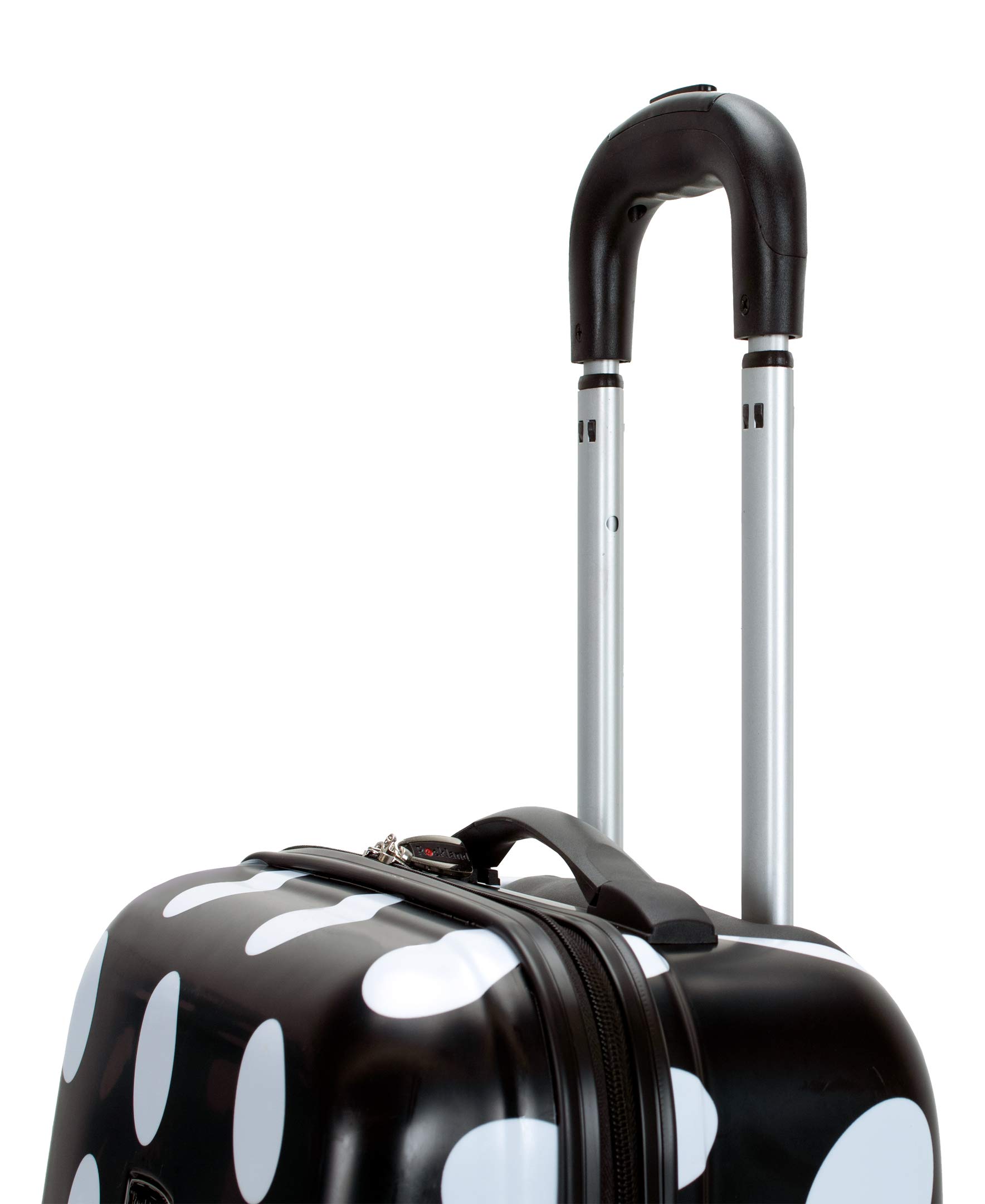 Rockland Laguna Beach Hardside Spinner Wheel Luggage Set - 3-Piece (22/24/28 Inch) Black Dot Design, Lightweight Durable Suitcase for Travel, Business Trips & Vacations