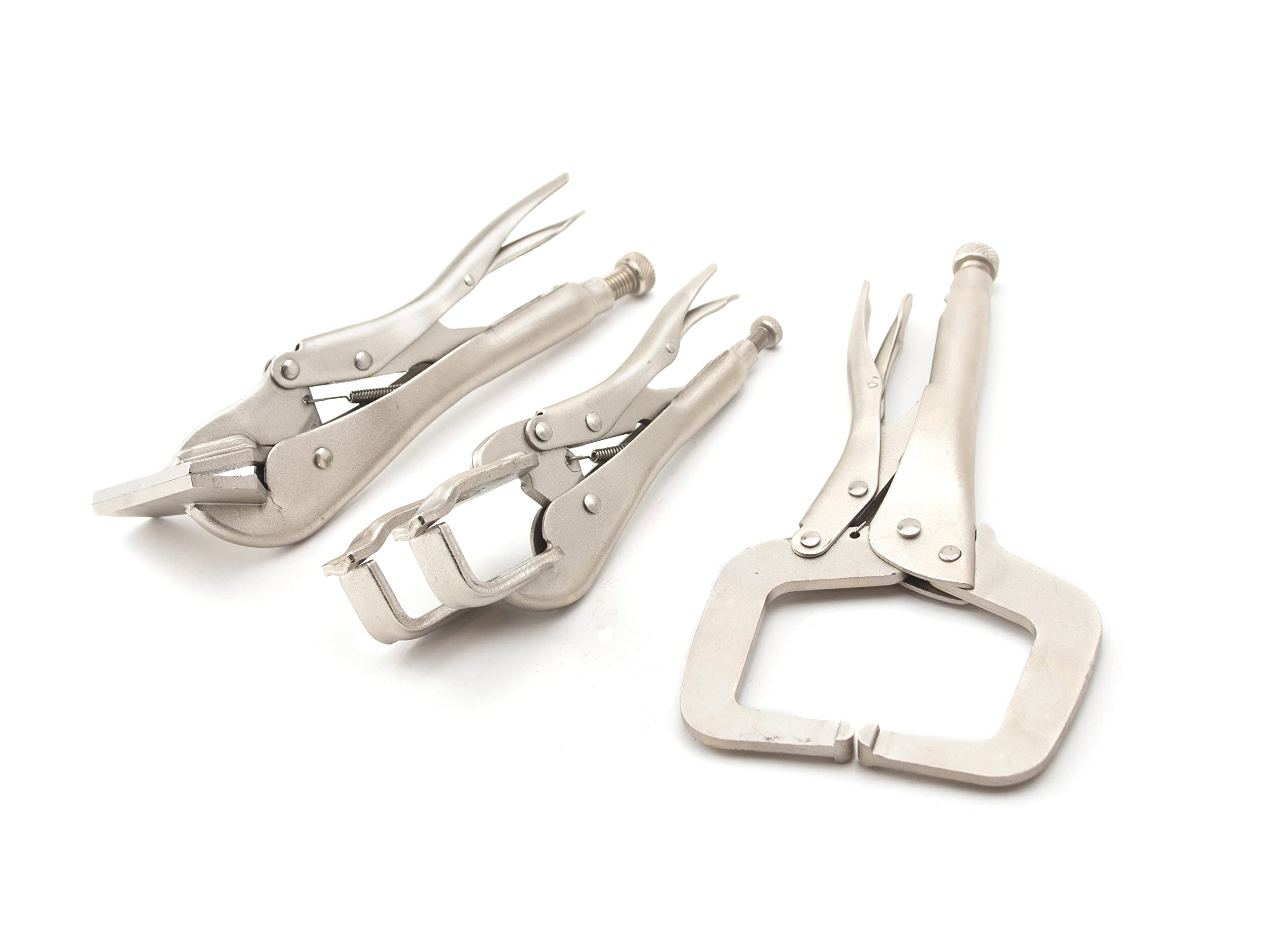 3-Piece VCT Locking Grip Welding Clamp Set - Heavy Duty C-Clamp Vise & Sheet Metal Plier Tools for Metalworking, Woodworking & DIY Projects - Perfect for Welding, Fabrication & Automotive Repairs