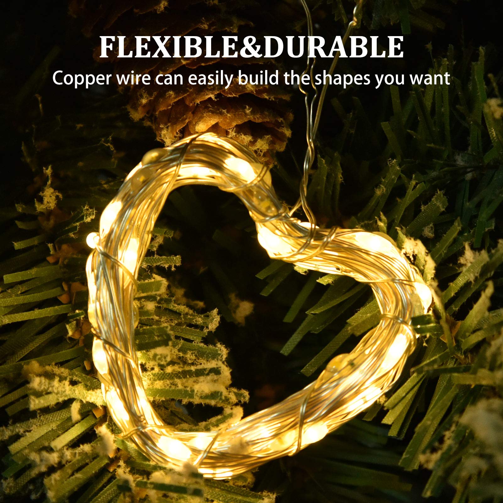 2 Pack 100 LED Solar Powered String Lights - 33FT Copper Wire Outdoor Waterproof Fairy Lights with 8 Modes for Garden, Patio, Party, Christmas & Home Decor (Warm White) | Perfect for Backyard, Wedding, Landscape Lighting and Holiday Decoration