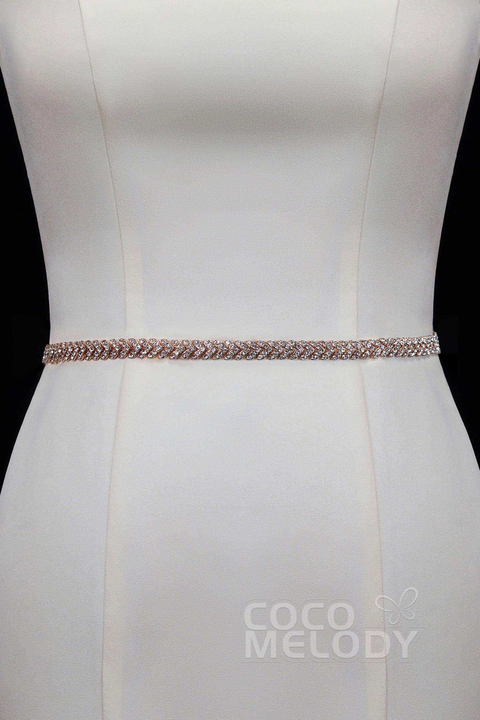 Elegant Alloy Wedding Sash with Rhinestones - Bridal Waist Belt for Bridesmaids & Prom - Perfect for Weddings, Formal Events & Special Occasions (YD18009)