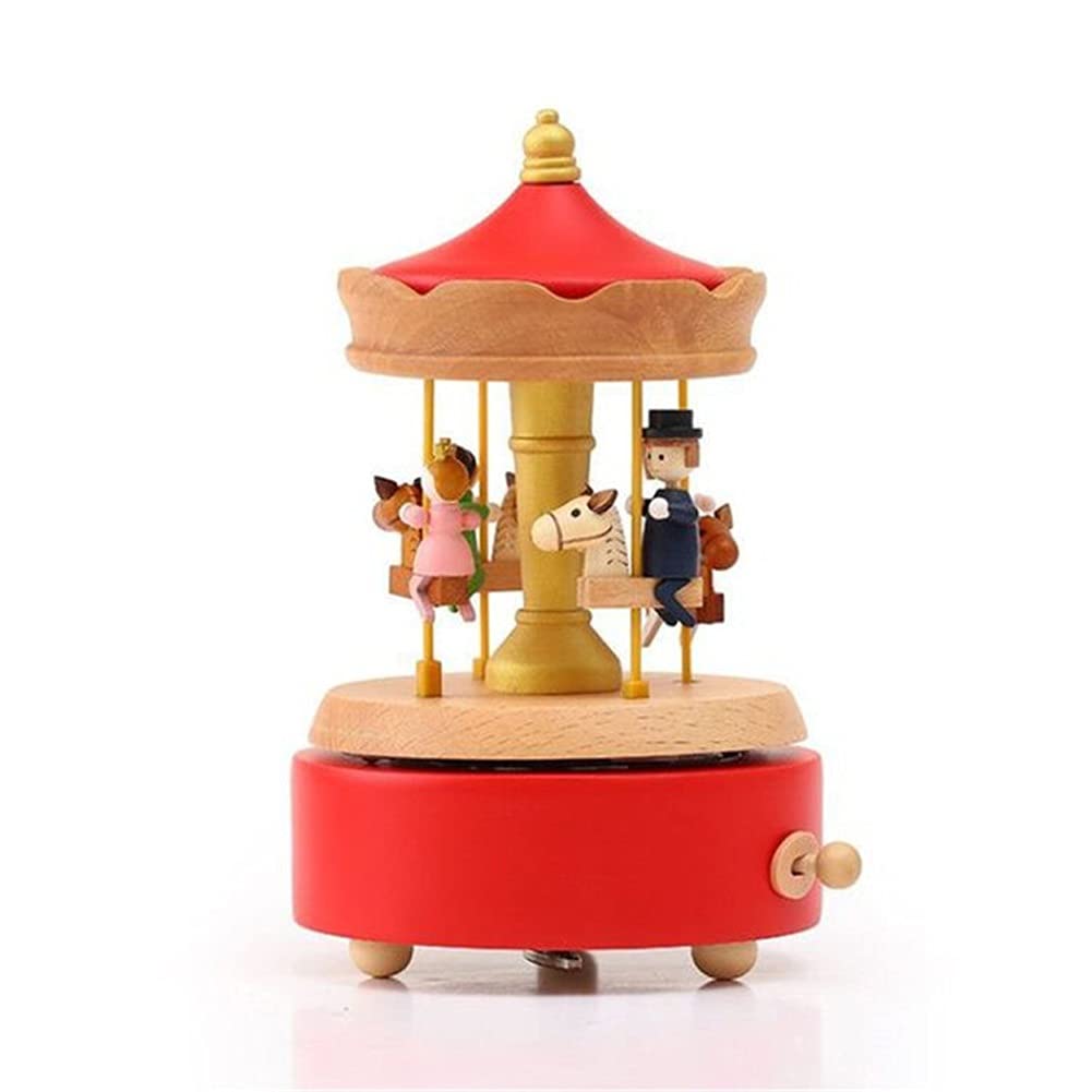 TAZSJG Wooden Carousel Music Box - Sky City Theme, Handcrafted Children's Toy & Home Decor for Christmas, Birthday Gifts | Perfect for Nursery Decor, Wedding Favors, and Holiday Gift Giving
