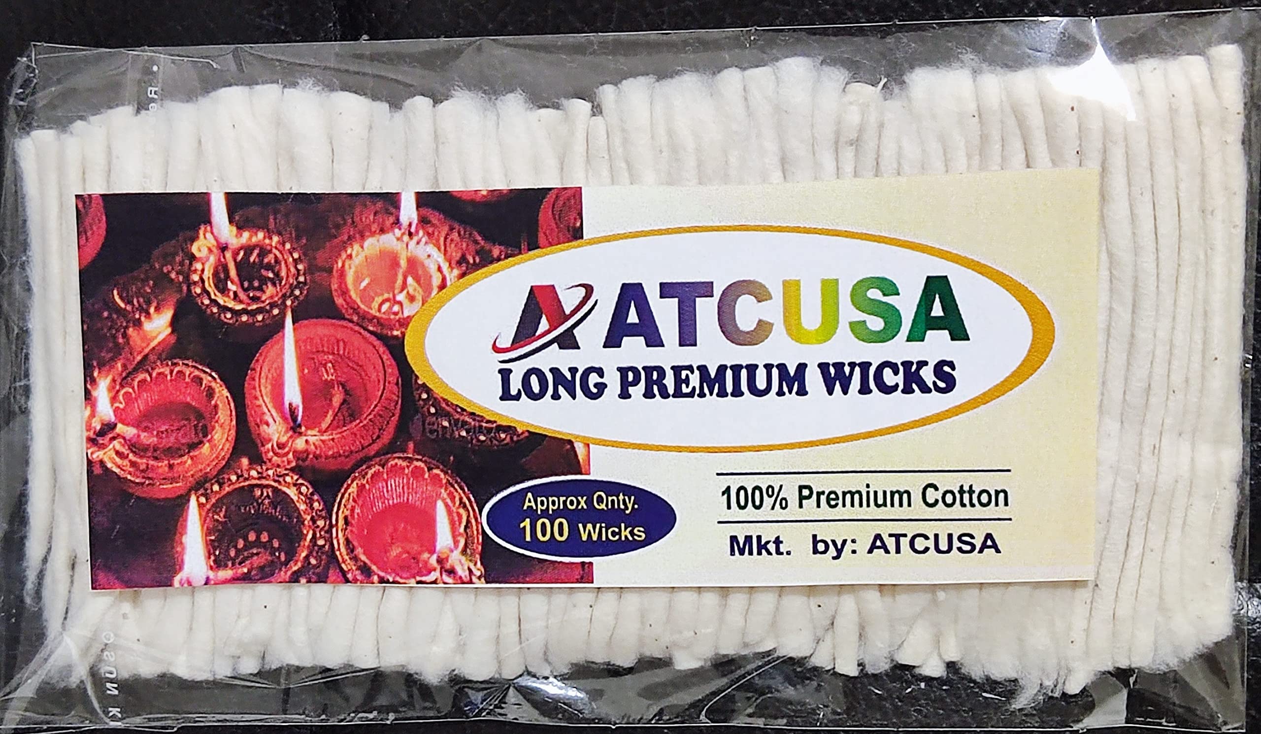 100% Pure Cotton Puja Wicks for Oil Lamps - Long Burning Jyot Bati for Diwali, Hindu Puja & Religious Ceremonies - Akhand Diya Lighting Supplies by ATCUSA