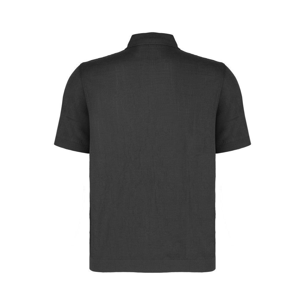 Corneliani Jacquard Zip Polo Shirt for Men - Stylish Grey Knitwear for Business Casual & Office Wear